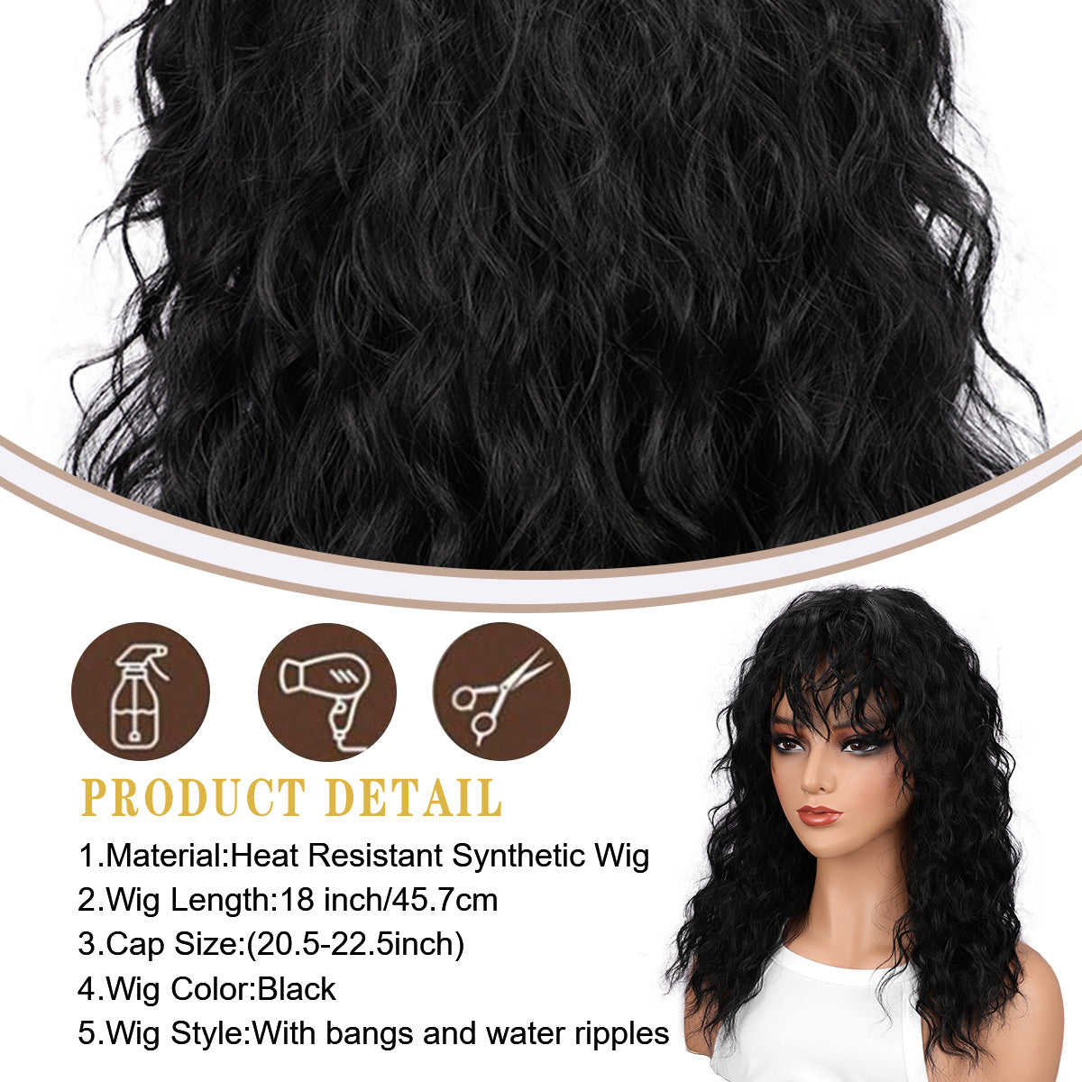 Factory Direct Breathable High-Temperature Synthetic Wig – Available in Diverse Shades