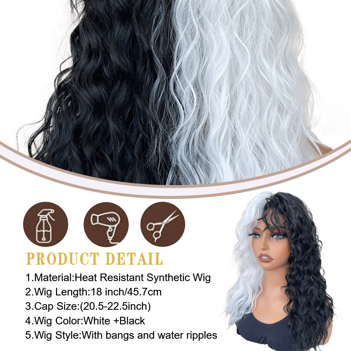 Factory Direct Breathable High-Temperature Synthetic Wig – Available in Diverse Shades