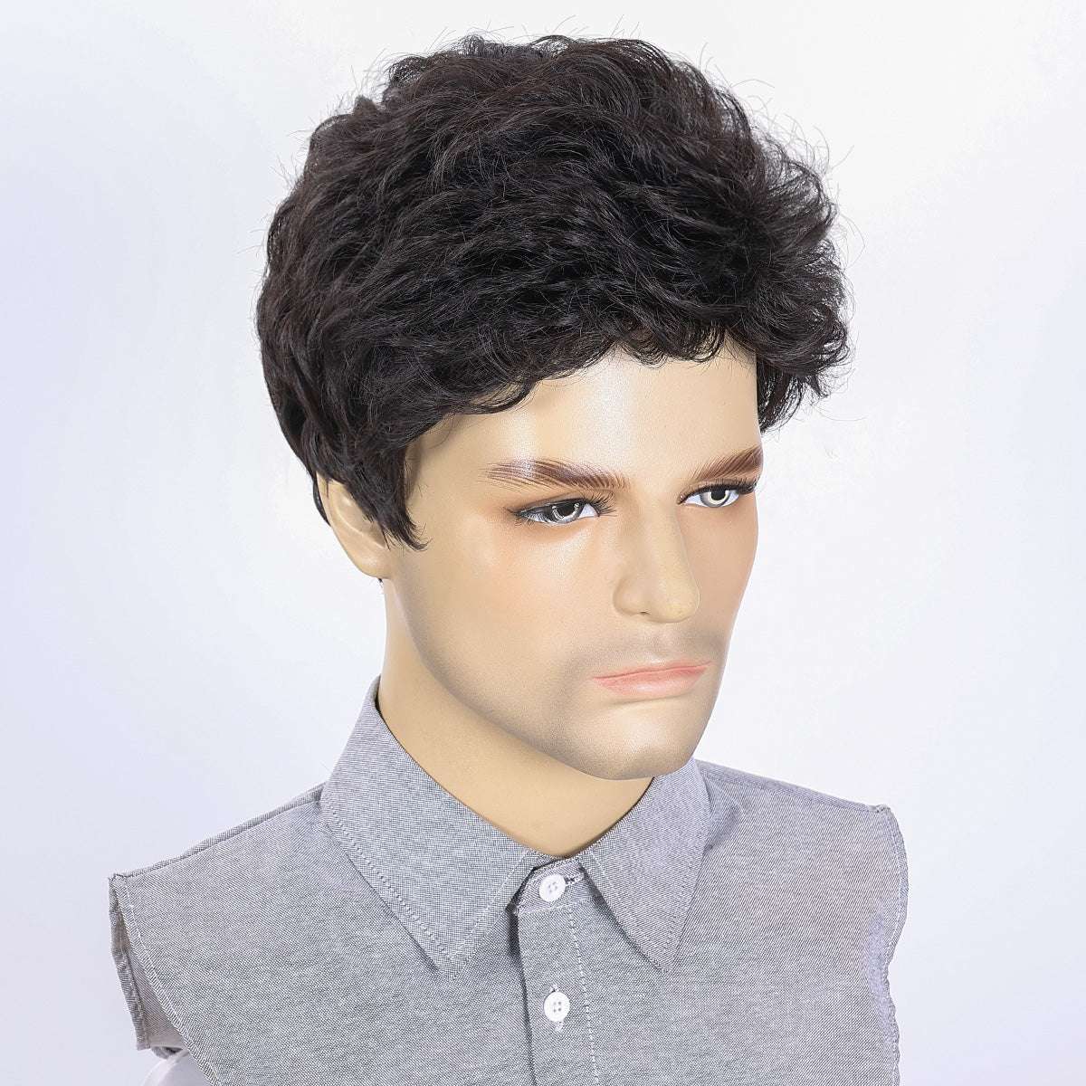 Modern Classic Men's Wig – Heat-Resistant Synthetic Hair, Simple Styling