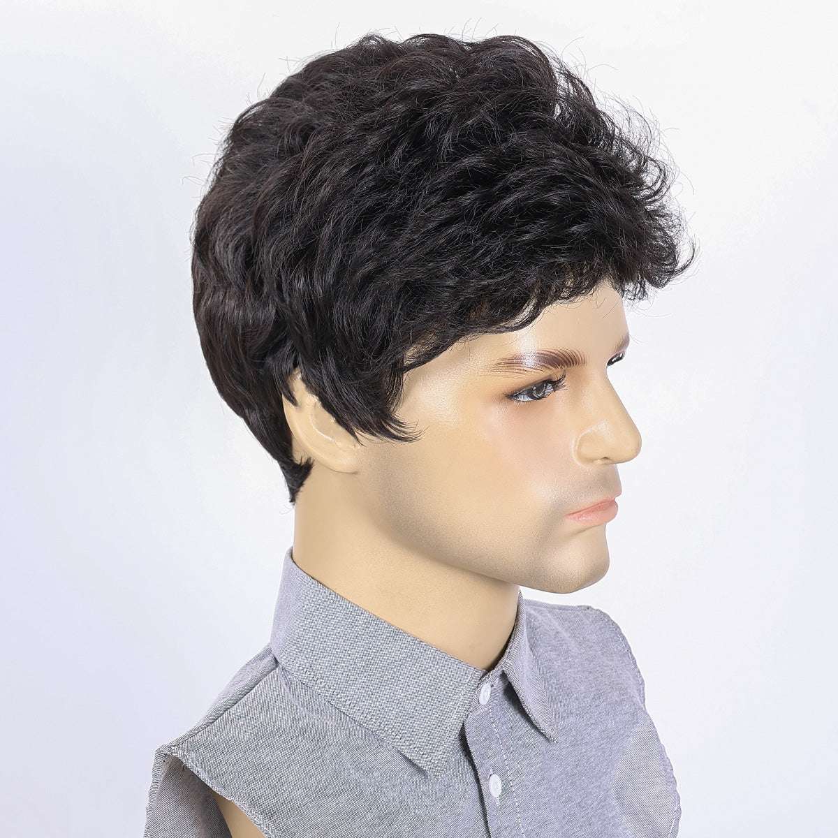 Modern Classic Men's Wig – Heat-Resistant Synthetic Hair, Simple Styling