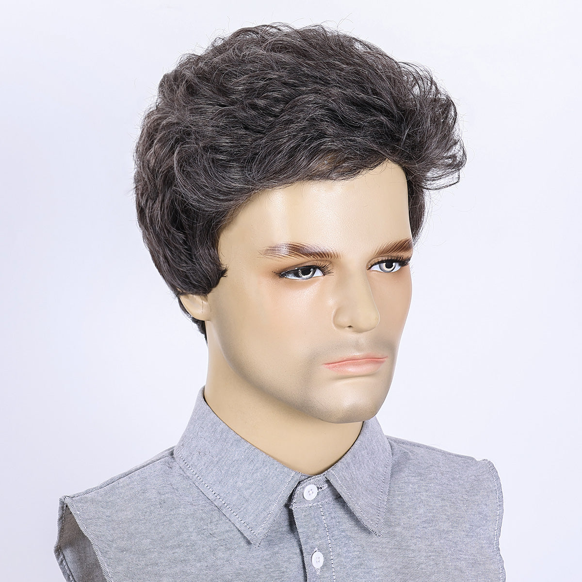 Modern Classic Men's Wig – Heat-Resistant Synthetic Hair, Simple Styling