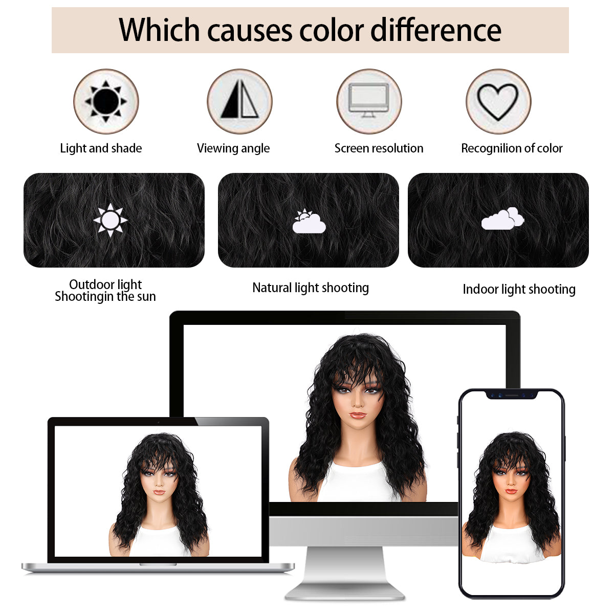 Factory Direct Breathable High-Temperature Synthetic Wig – Available in Diverse Shades