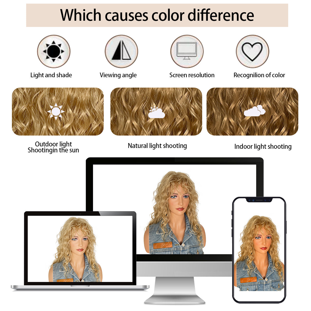 Long Fluffy Blonde Curly Wigs with Bangs 18 Inch Synthetic Heat Resistant Wigs for Women Halloween or Daily Used