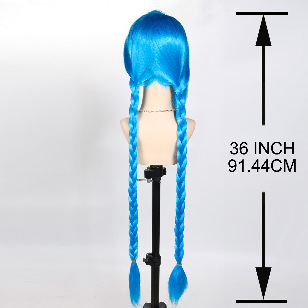 OYSRONG Anime 53.15'' Jinx Cosplay Costume Wig Long Blue Color Heat Resistant Wig