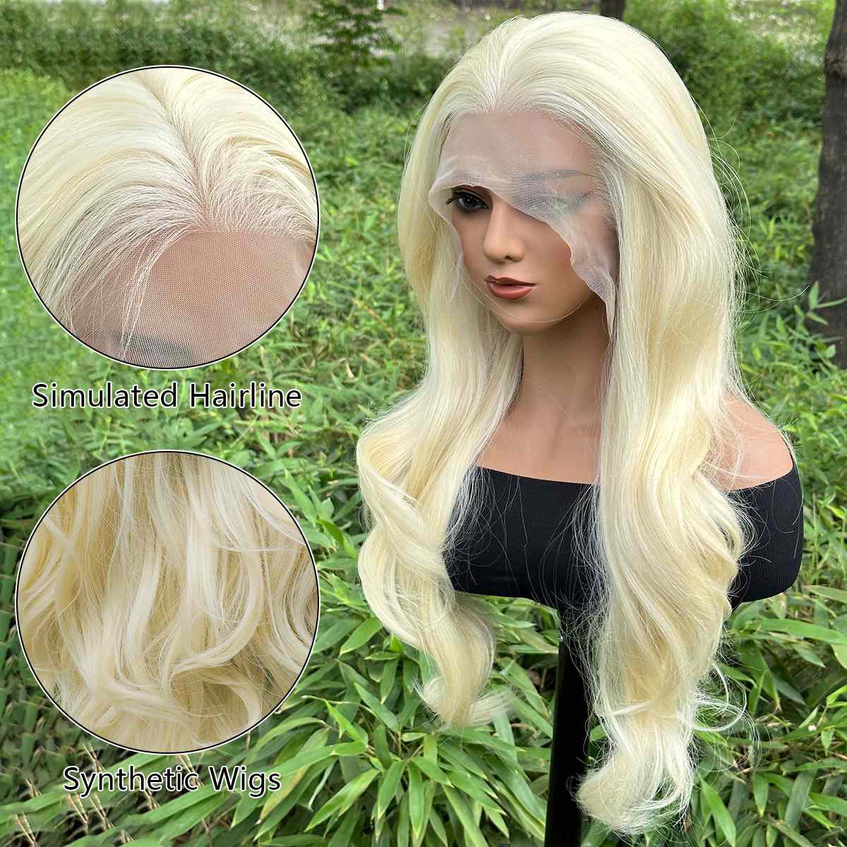 13*6 Fluffy, heat - resistant synthetic realistic hair HD Lace Front Super Long body wave strands multiple colors to choose from