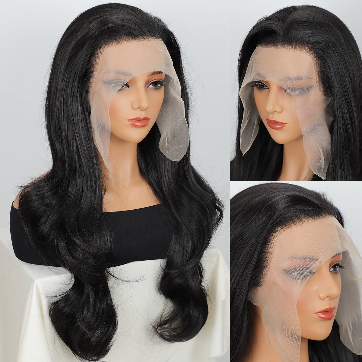 13*6 Fluffy, heat - resistant synthetic realistic hair HD Lace Front Super Long body wave strands multiple colors to choose from