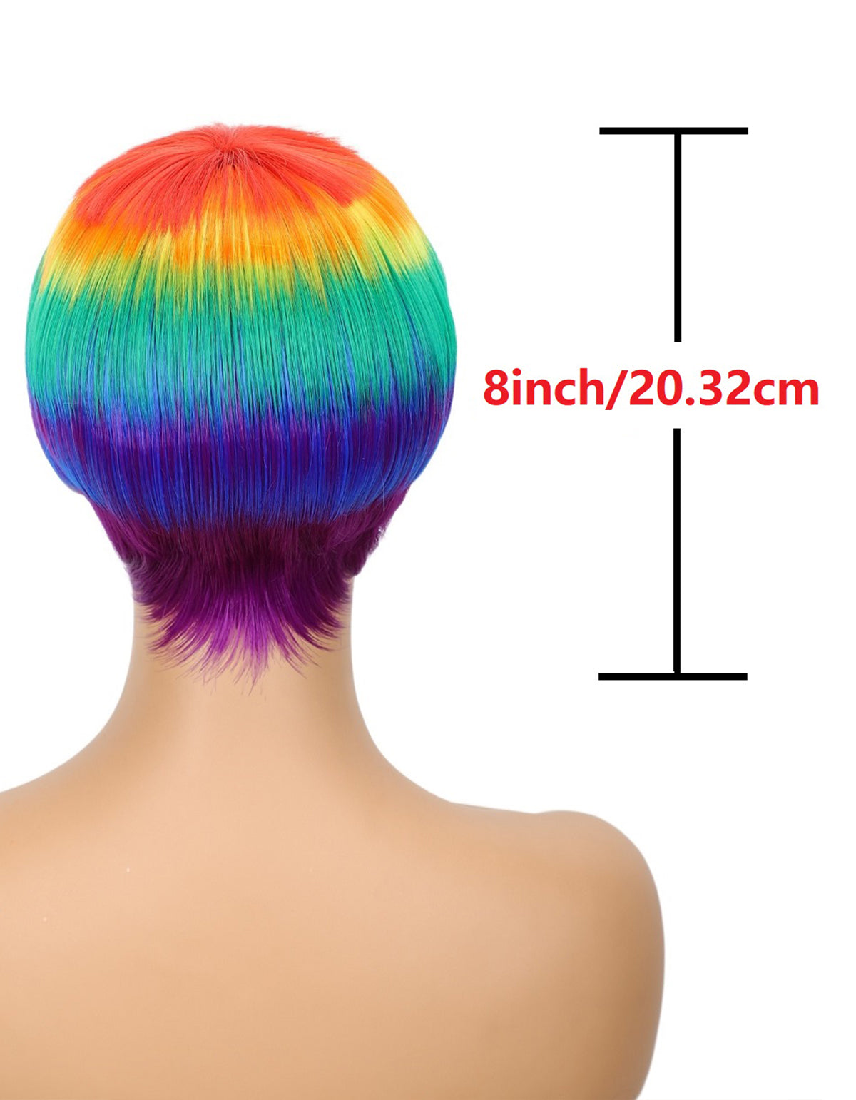 Women's Short Rainbow Color Wig, Resistant Fiber Wigs for Women Girls Daily Wear Party Cosplay Halloween Costume Music Festival Pride Month