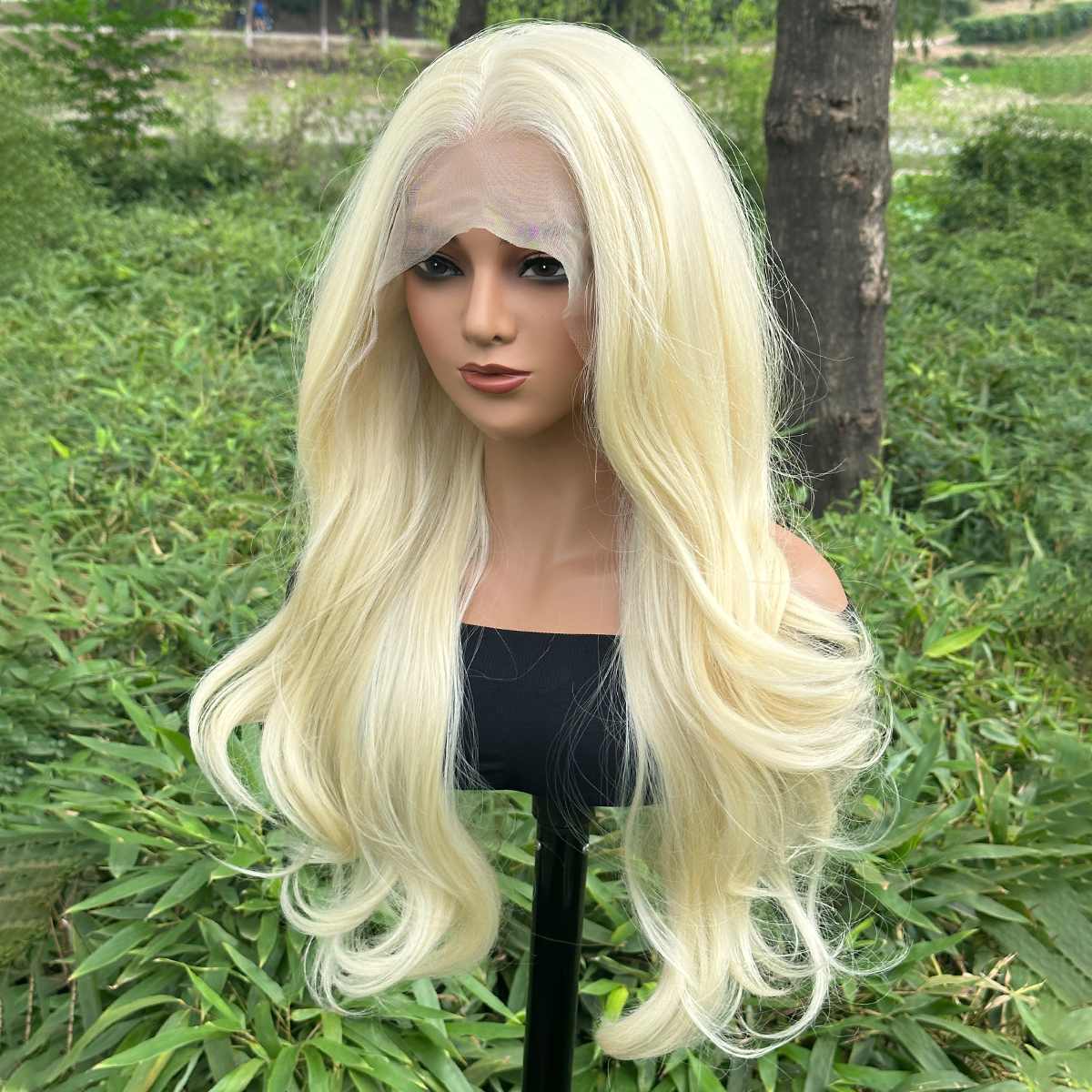 13*6 Fluffy, heat - resistant synthetic realistic hair HD Lace Front Super Long body wave strands multiple colors to choose from
