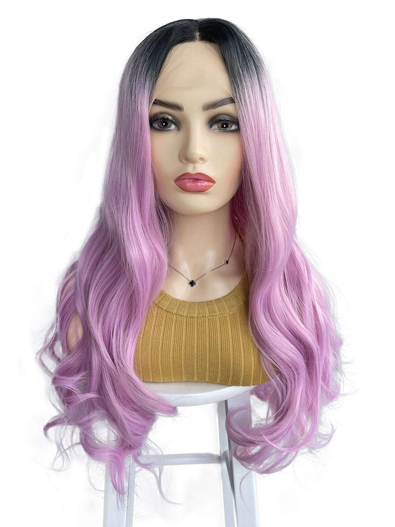 Wave Lace Front Wig - Heat Resistant Fiber Hair Wigs, 200% Density, Natural Pink Gradient for Women, Long Wavy Style, Transparent Lace Front Design, Natural Hairstyle | Long Wavy Wig Daily Cosplay Party