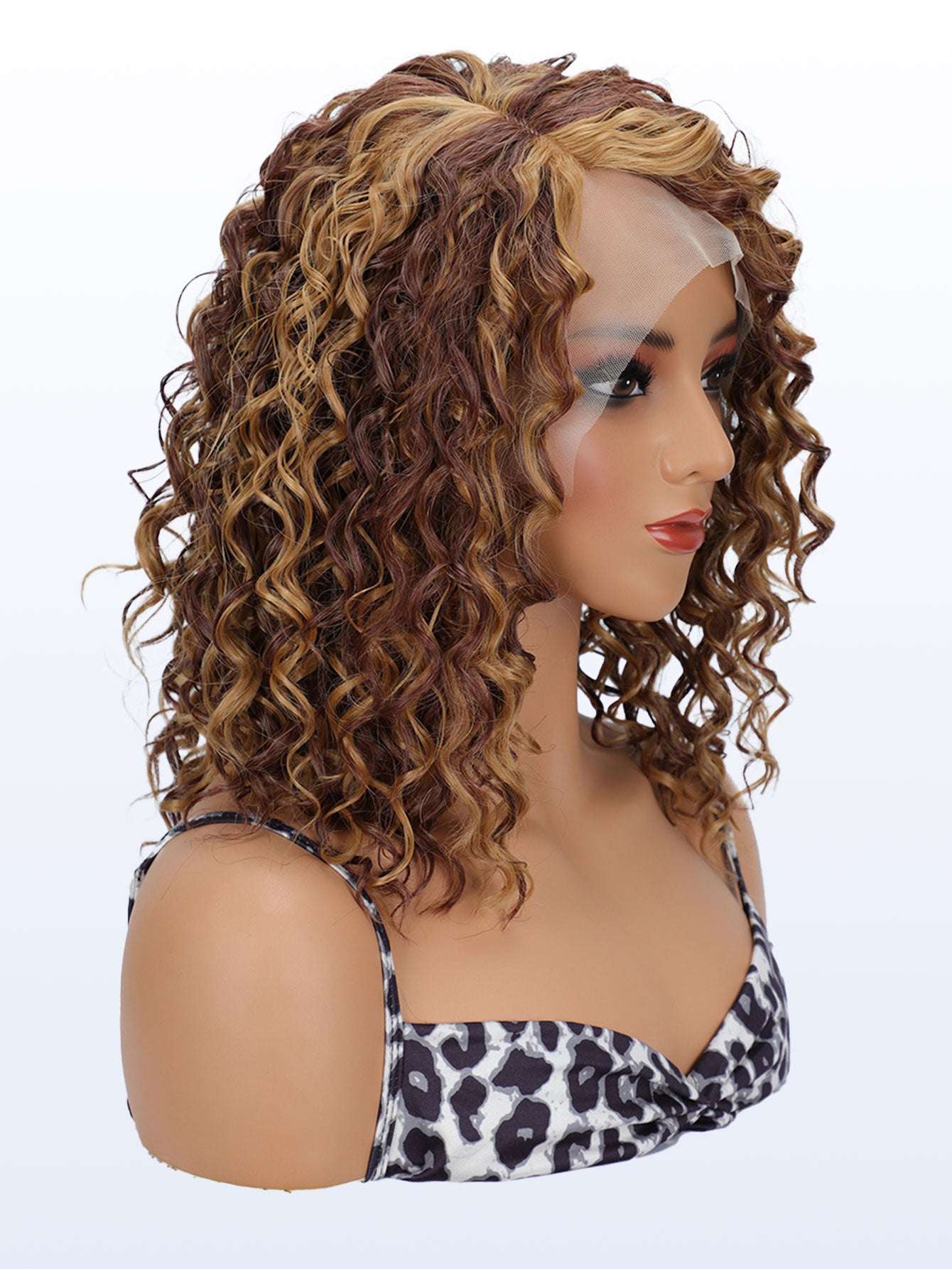 Virgin Brazilian Peruvian Water Wave Heat Resistant Fiber Hair Wigs 13X4 HD Transparent Lace Sealing African Roll Short Bow Daily Cosplay Party