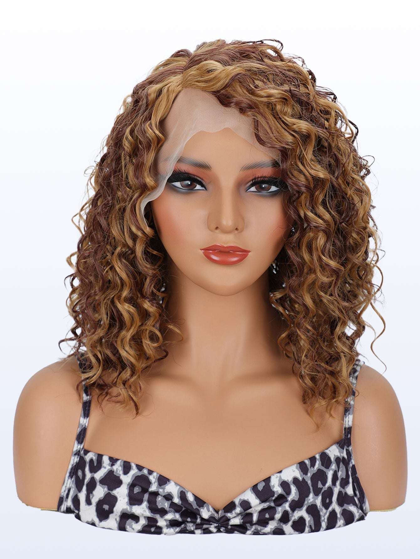 Virgin Brazilian Peruvian Water Wave Heat Resistant Fiber Hair Wigs 13X4 HD Transparent Lace Sealing African Roll Short Bow Daily Cosplay Party