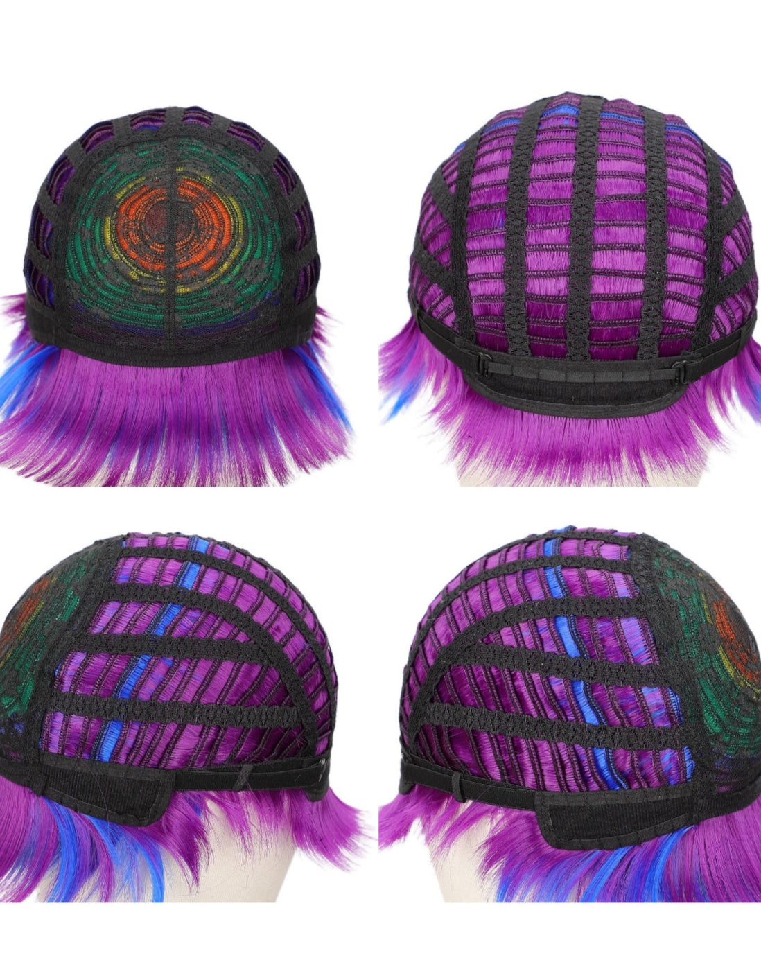 Women's Short Rainbow Color Wig, Resistant Fiber Wigs for Women Girls Daily Wear Party Cosplay Halloween Costume Music Festival Pride Month