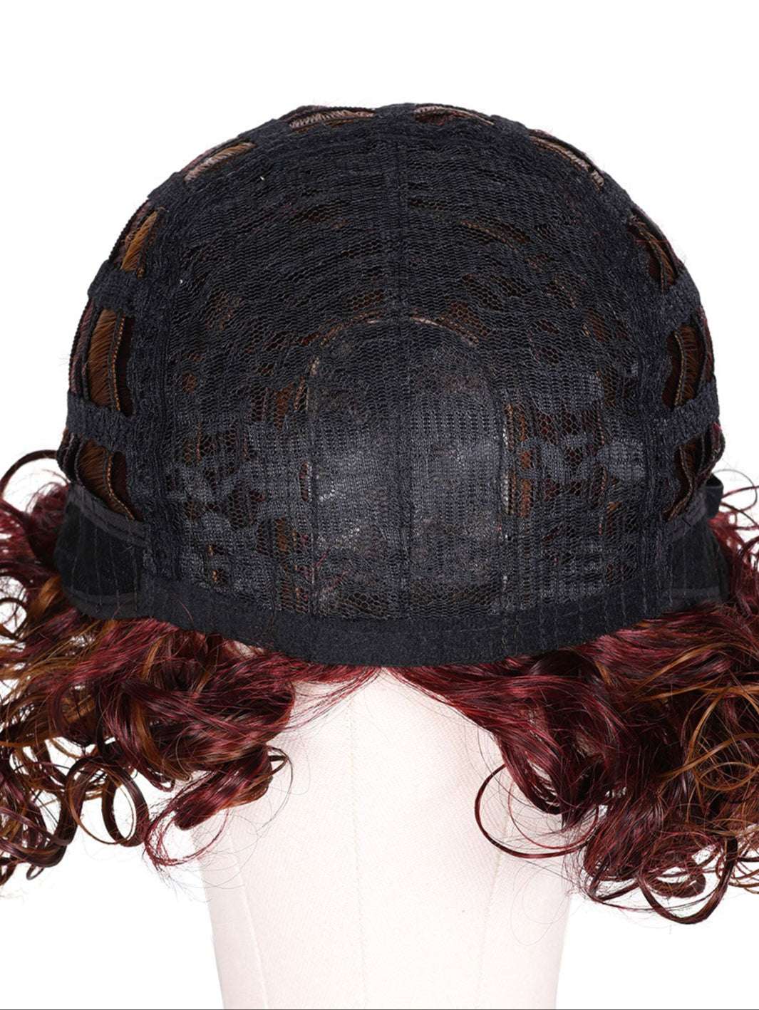 TOPHR Hair Blonde Curly WigRetail Heat-Resistant Synthetic Fiber Wig Curly Wig with Bangs Open Cap Machine Wigs for Women 8Inch Short Afro Wig