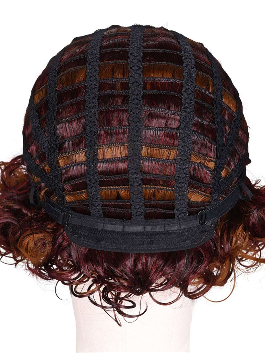 TOPHR Hair Blonde Curly WigRetail Heat-Resistant Synthetic Fiber Wig Curly Wig with Bangs Open Cap Machine Wigs for Women 8Inch Short Afro Wig