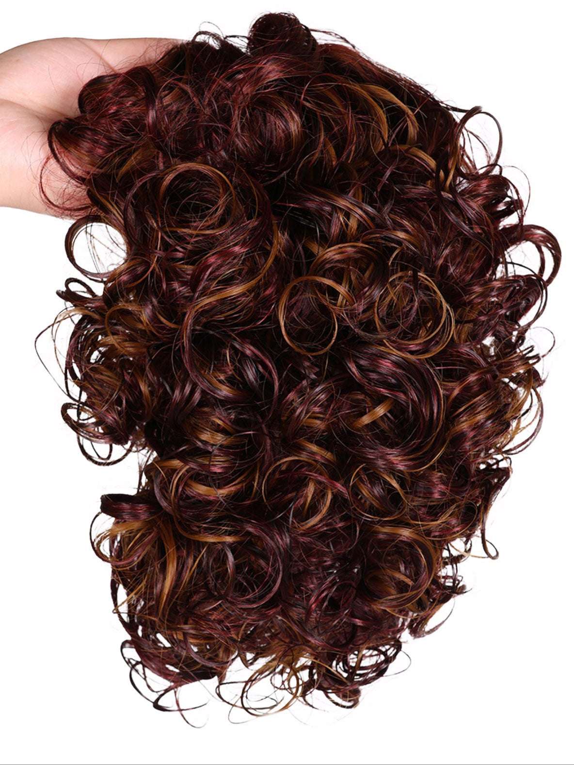 TOPHR Hair Blonde Curly WigRetail Heat-Resistant Synthetic Fiber Wig Curly Wig with Bangs Open Cap Machine Wigs for Women 8Inch Short Afro Wig