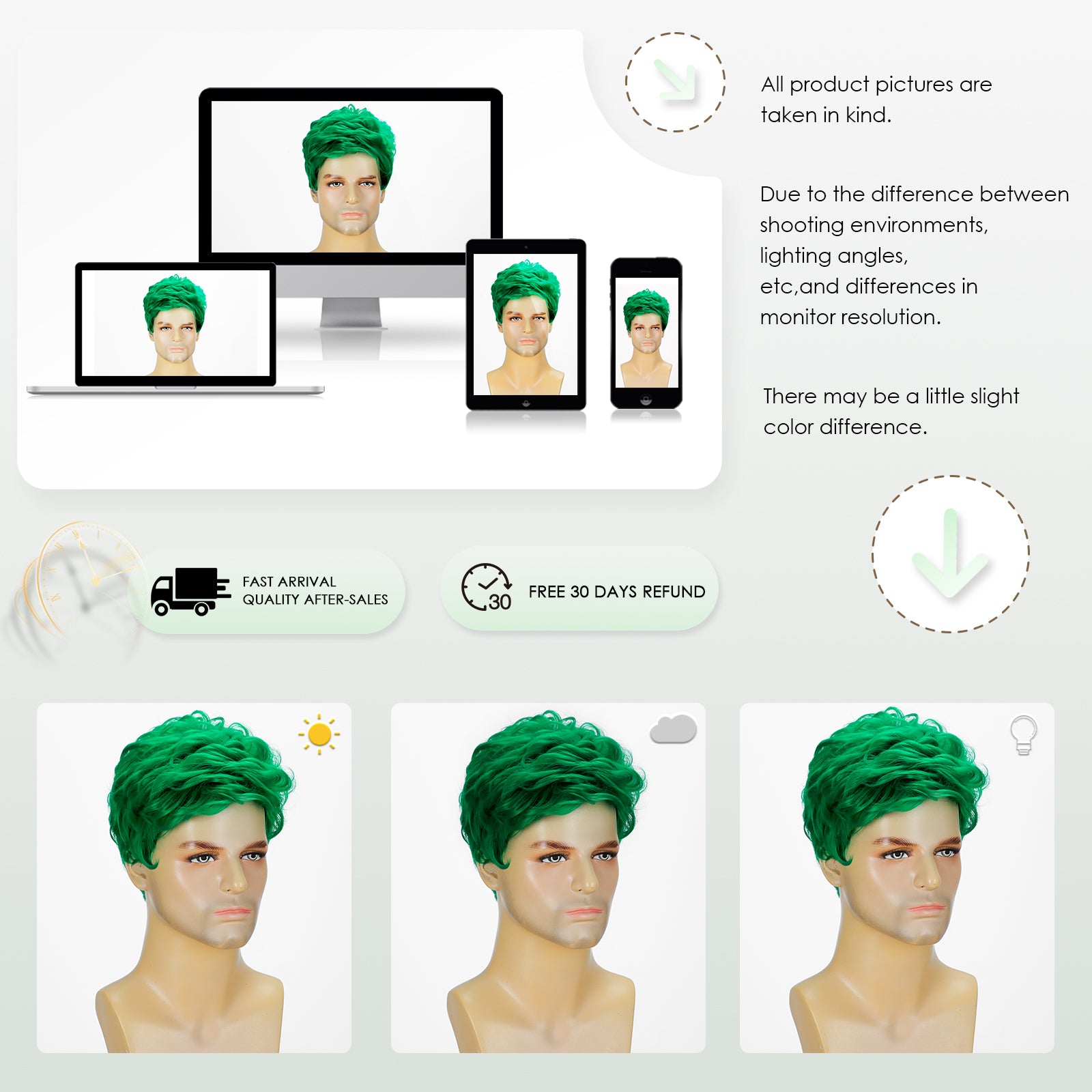 Lightweight & Breathable Men's Wig – Heat-Resistant Synthetic Material