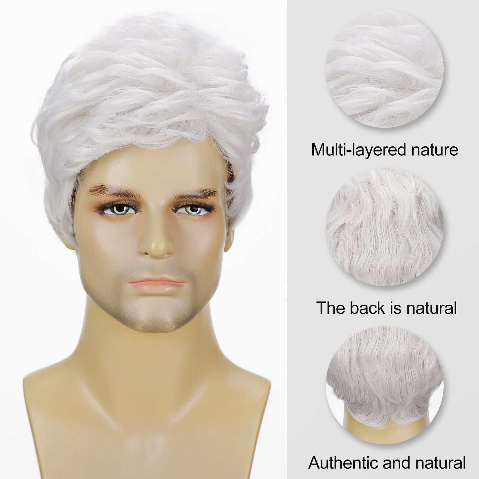 High-Temperature Resistant Men's Wig – Synthetic Fiber, Perm-Friendly