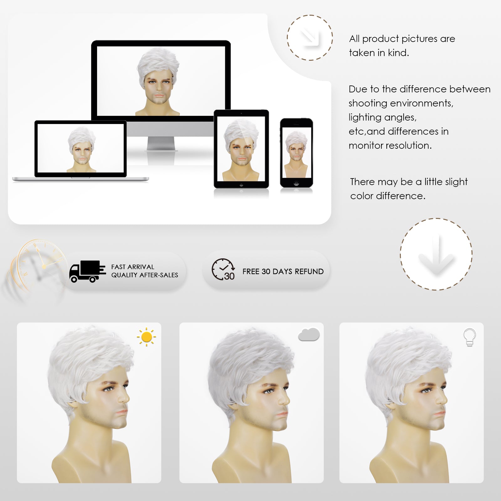 High-Temperature Resistant Men's Wig – Synthetic Fiber, Perm-Friendly