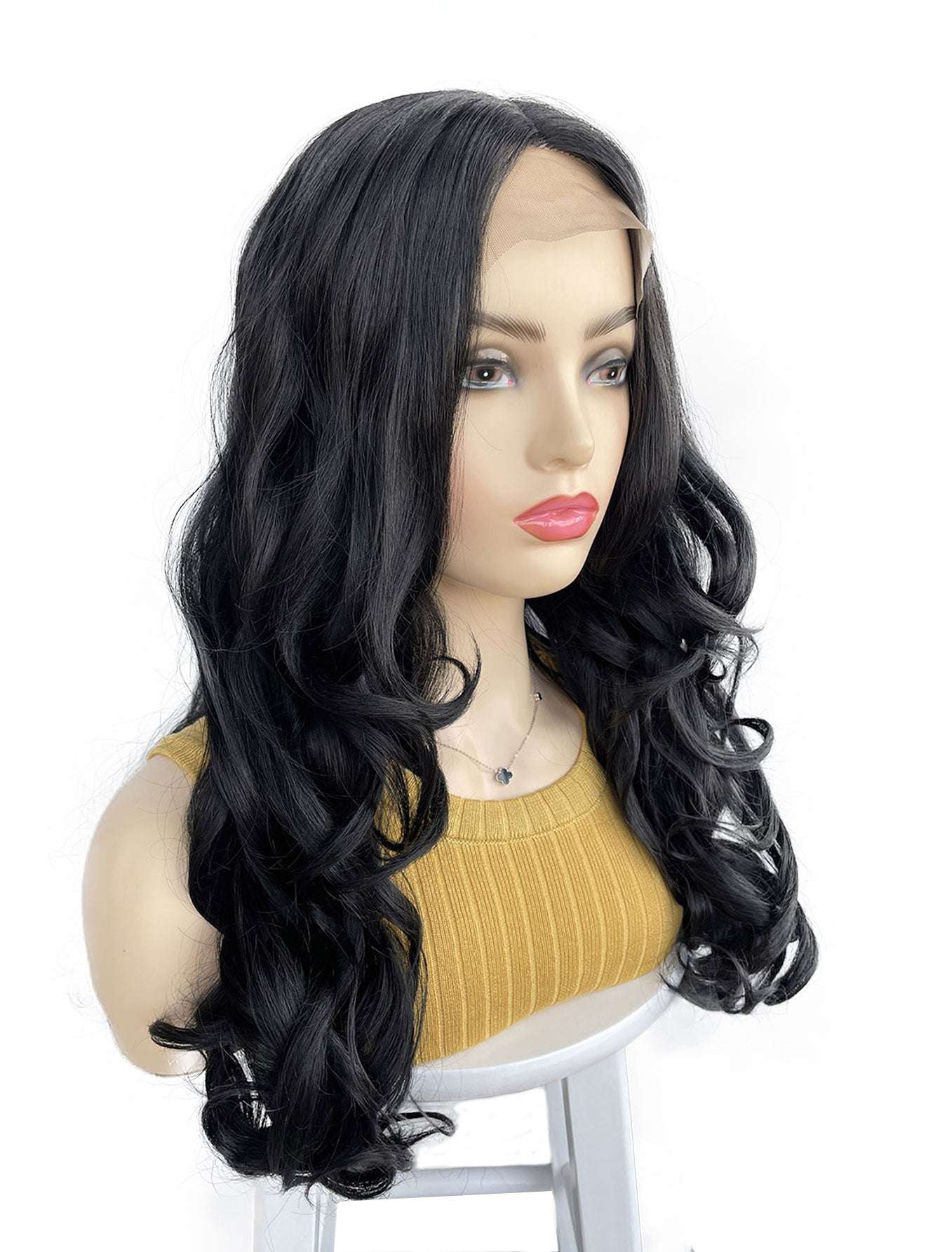 Elegant Long Black to  Wig  - Heat-Resistant Synthetic Hair,  Natural Look for Fashionable Women, 200% Density, Body Wave Style