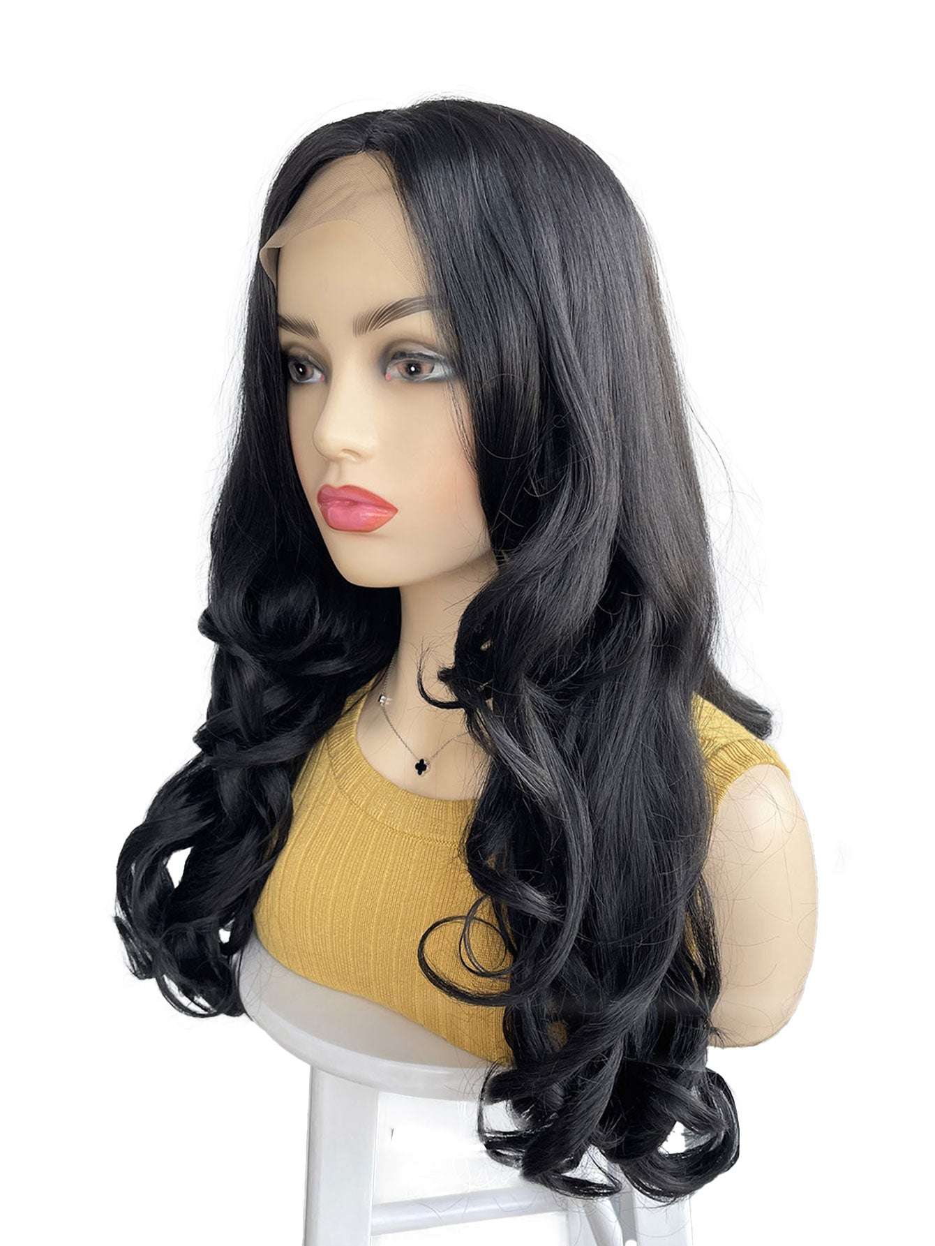 Elegant Long Black to  Wig  - Heat-Resistant Synthetic Hair,  Natural Look for Fashionable Women, 200% Density, Body Wave Style
