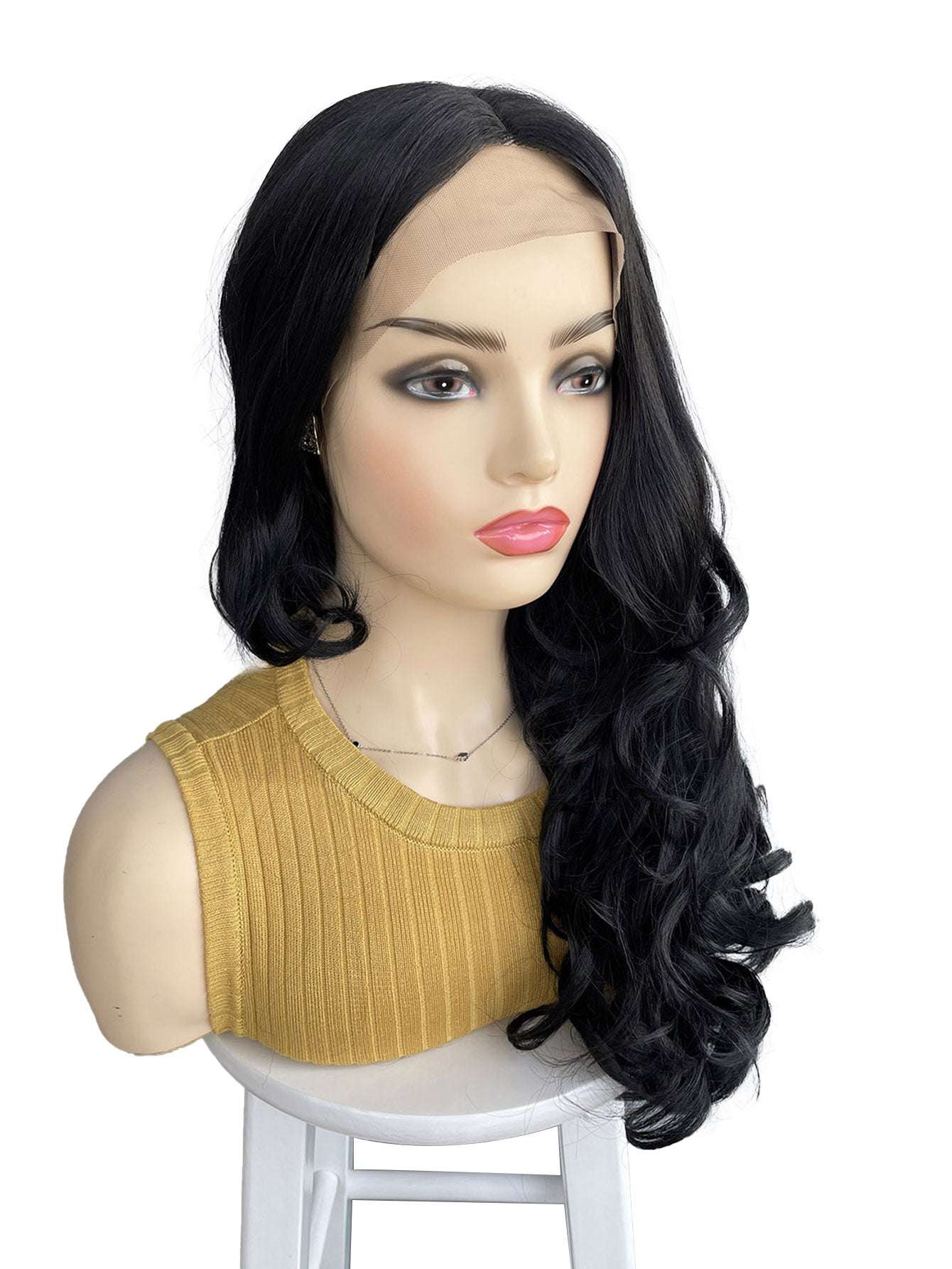 Elegant Long Black to  Wig  - Heat-Resistant Synthetic Hair,  Natural Look for Fashionable Women, 200% Density, Body Wave Style