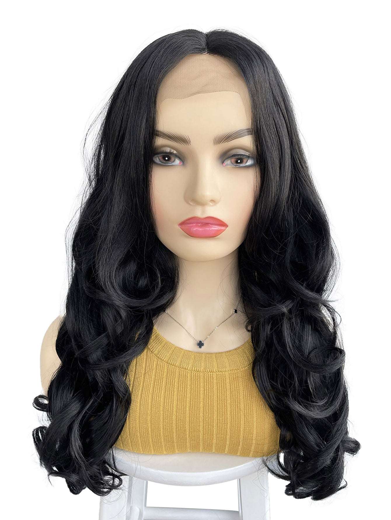 Elegant Long Black to  Wig  - Heat-Resistant Synthetic Hair,  Natural Look for Fashionable Women, 200% Density, Body Wave Style