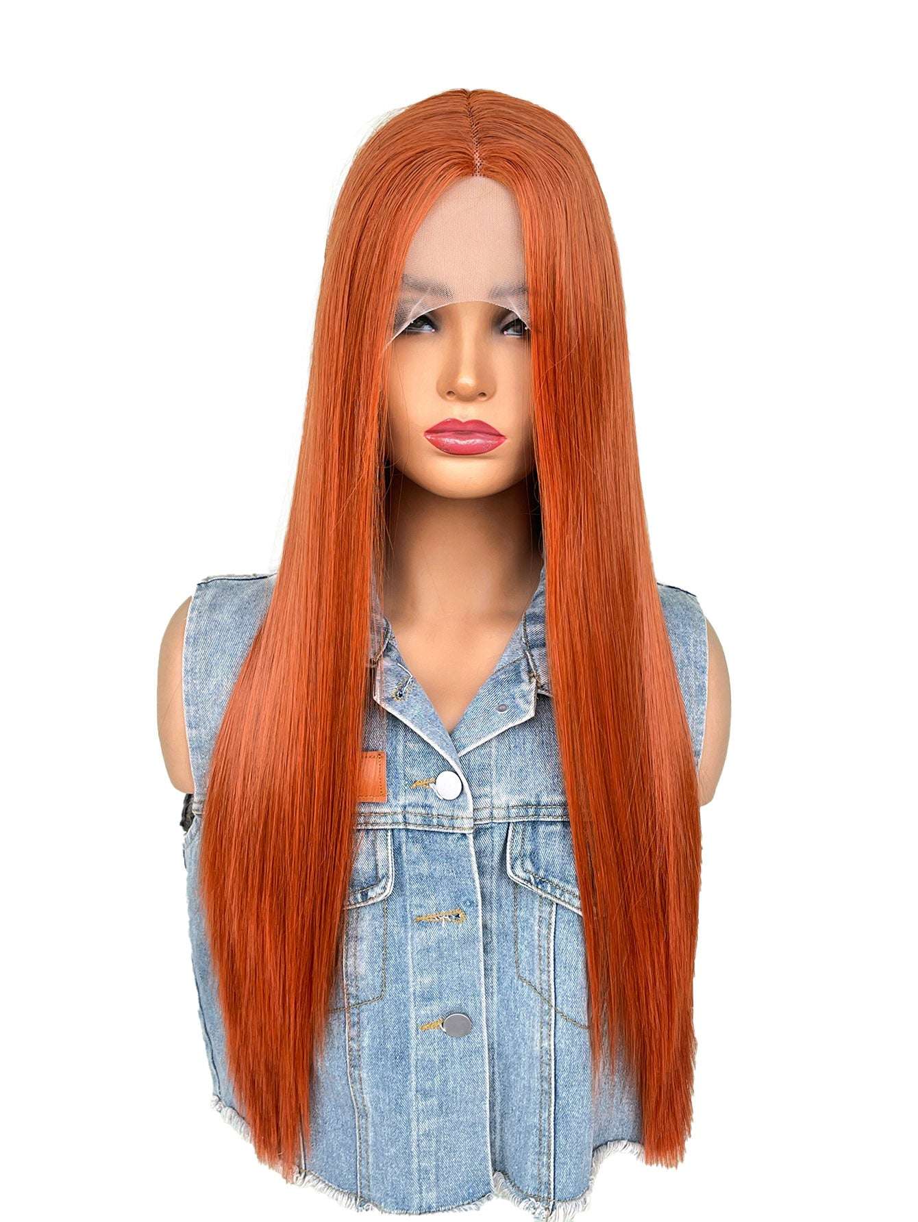 13x4x1 Lace Front Wig - Heat-Resistant Synthetic Hair, Pre-Cut, 200% Density, Wear and Go for Straight Hair