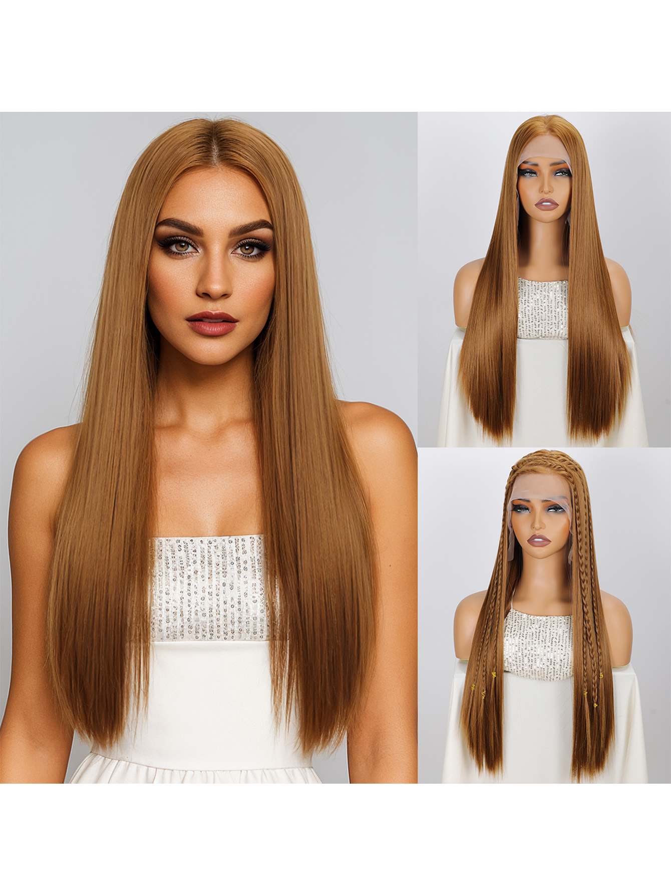 13*6 Fluffy, heat - resistant synthetic realistic hair HD Lace Front Super Long Straight strands multiple colors to choose from