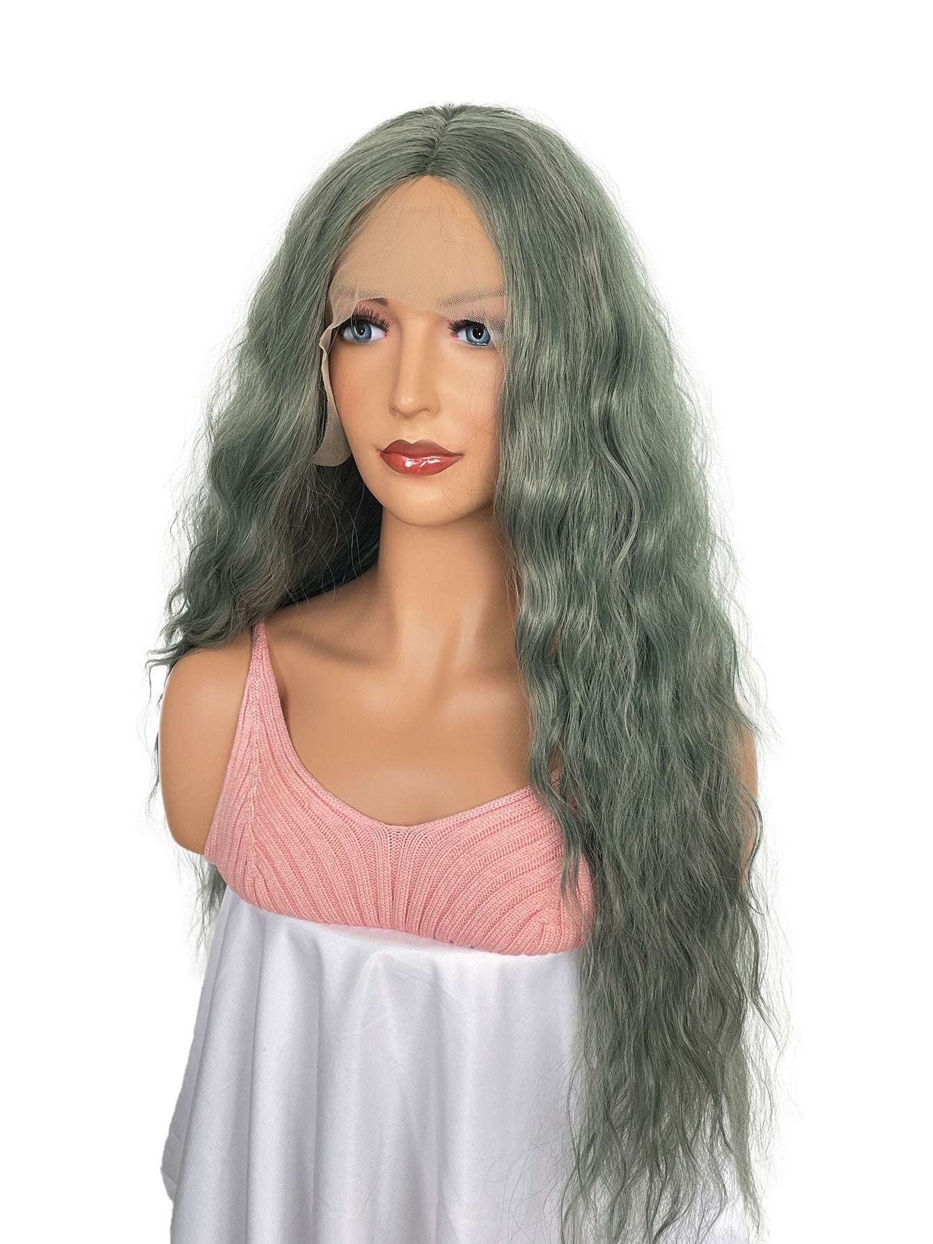 Green Pixie Long Wig Vibrant Green 200% Body Wave Wig  - High-Density Synthetic Hair for Women, Fashionable and Natural Look, Available