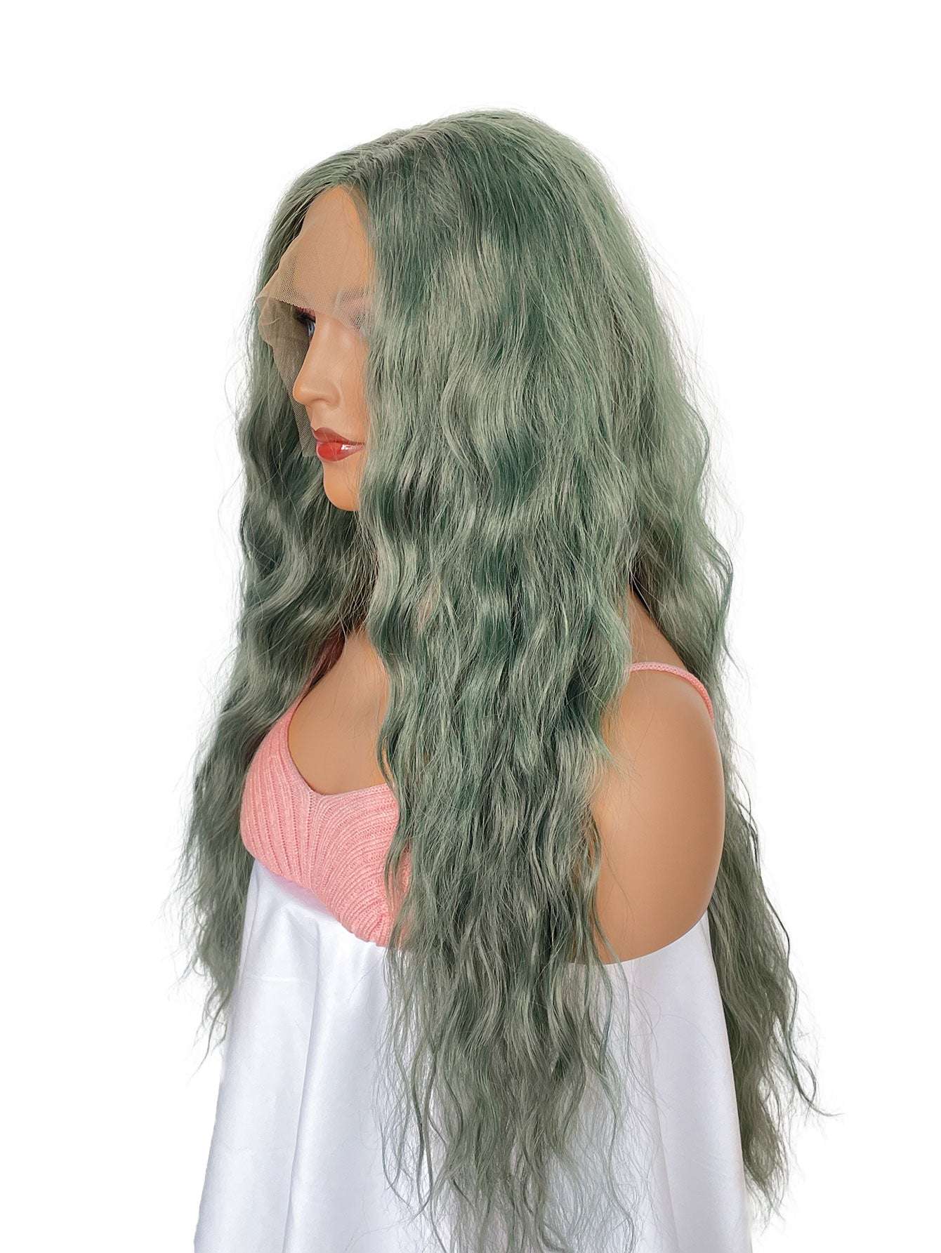 Green Pixie Long Wig Vibrant Green 200% Body Wave Wig  - High-Density Synthetic Hair for Women, Fashionable and Natural Look, Available