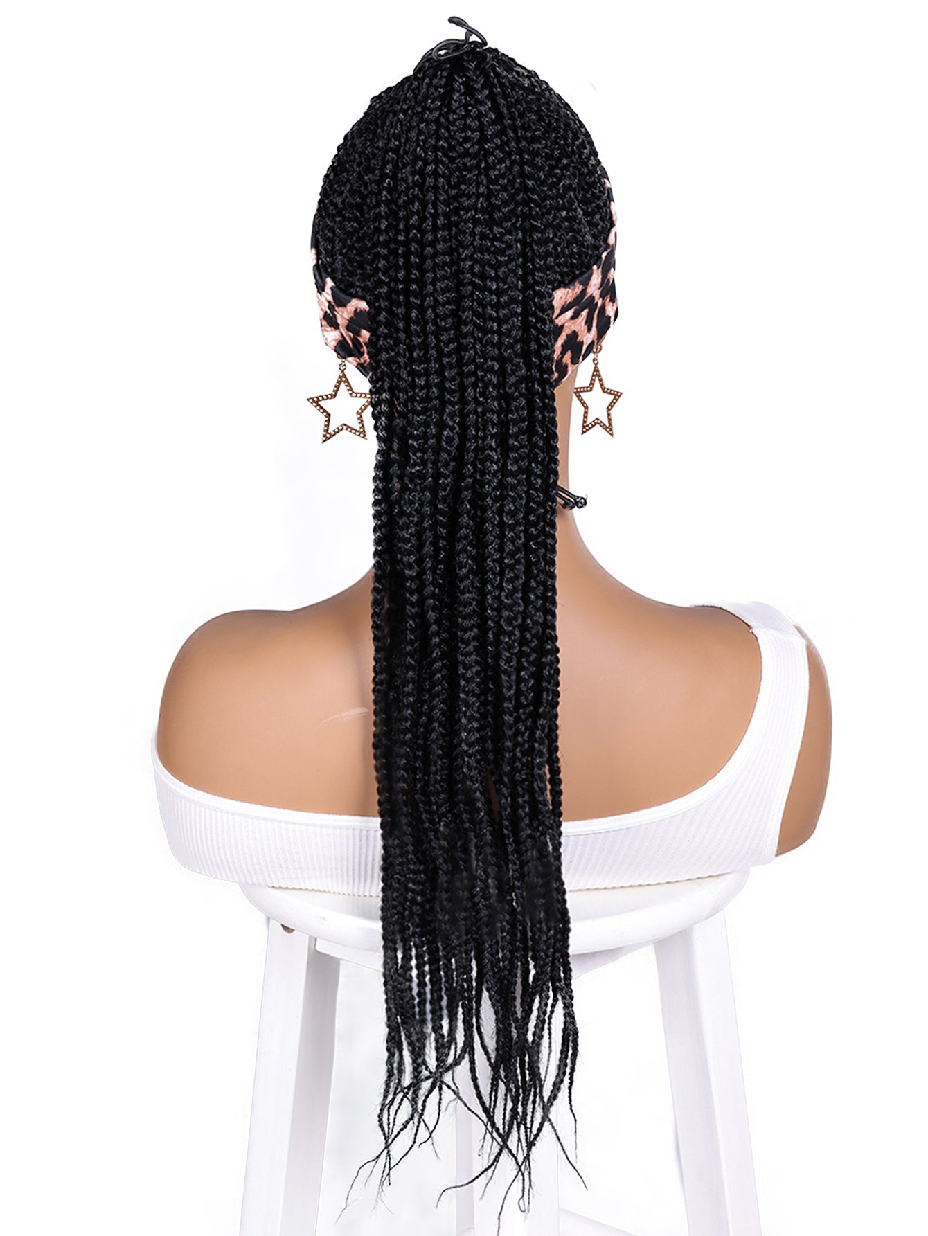 Women's Basic Woven Wig with Leopard Print Headband, 100% Normal Temperature Fiber, Straight Hair, Rose Net Cap, 130% Density, Synthetic Braided Wig Suitable for All Users