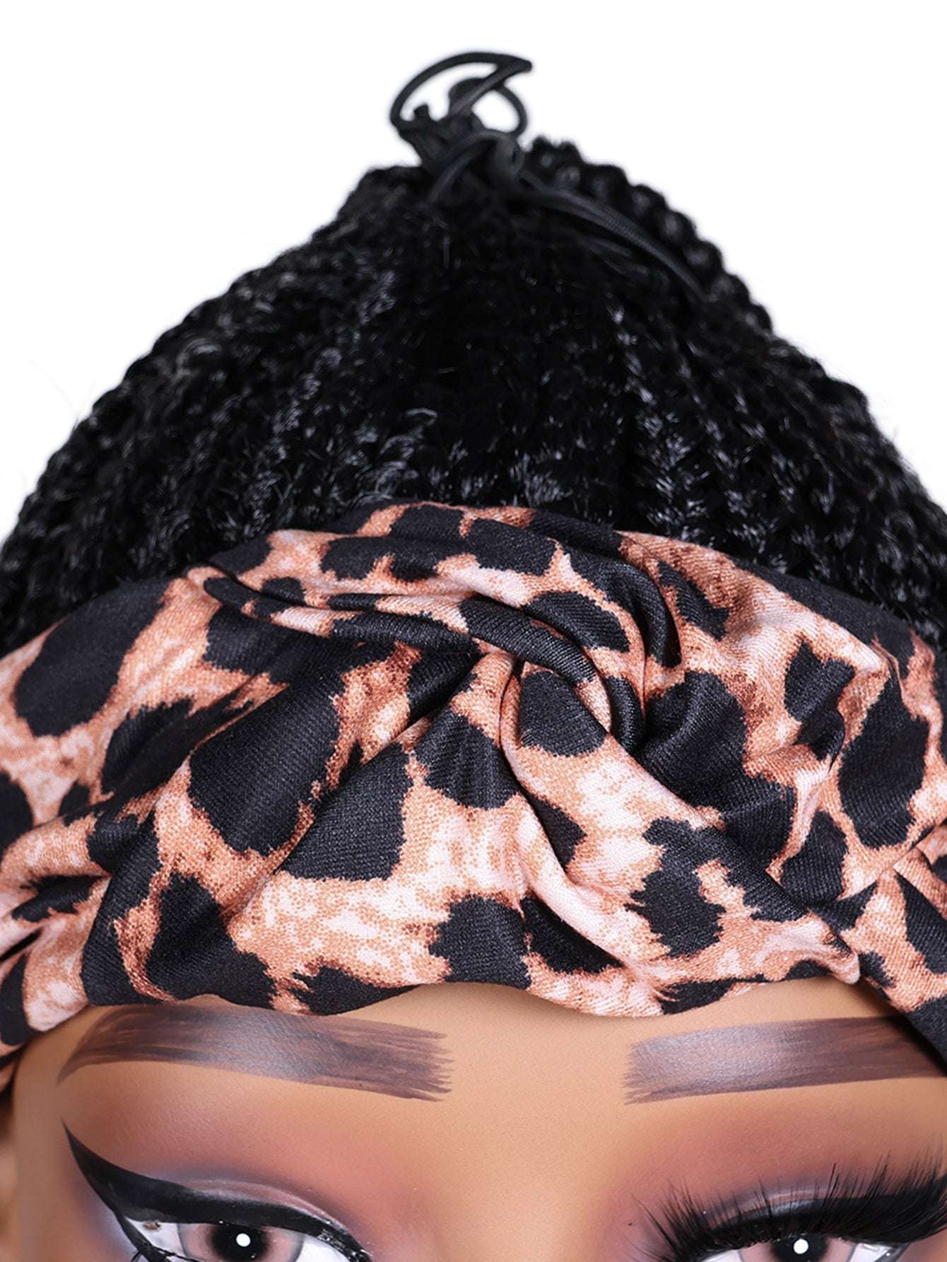 Women's Basic Woven Wig with Leopard Print Headband, 100% Normal Temperature Fiber, Straight Hair, Rose Net Cap, 130% Density, Synthetic Braided Wig Suitable for All Users