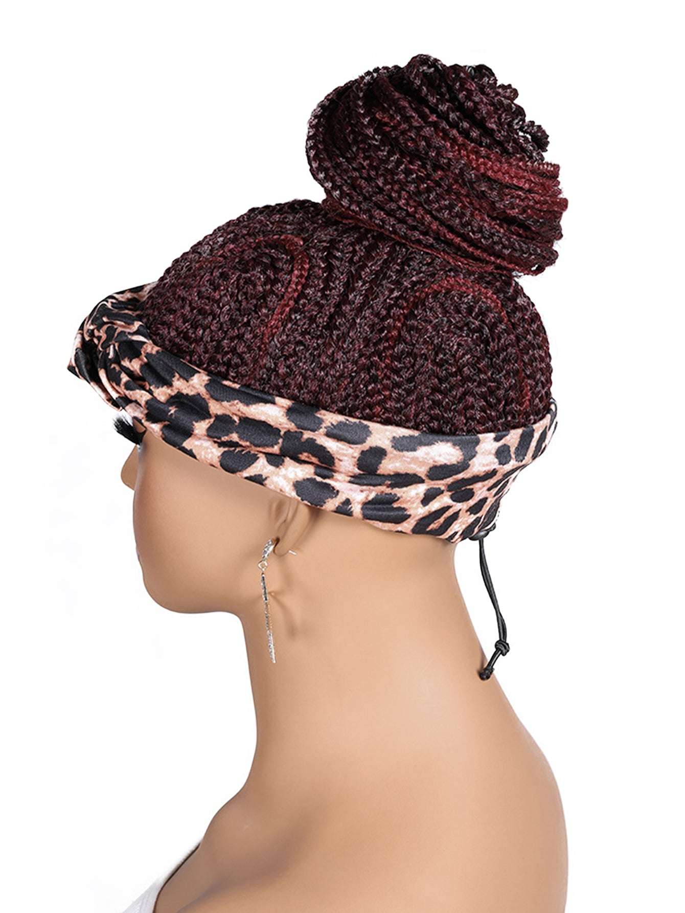 Women's Basic Woven Wig with Leopard Print Headband, 100% Normal Temperature Fiber, Straight Hair, Rose Net Cap, 130% Density, Synthetic Braided Wig Suitable for All Users