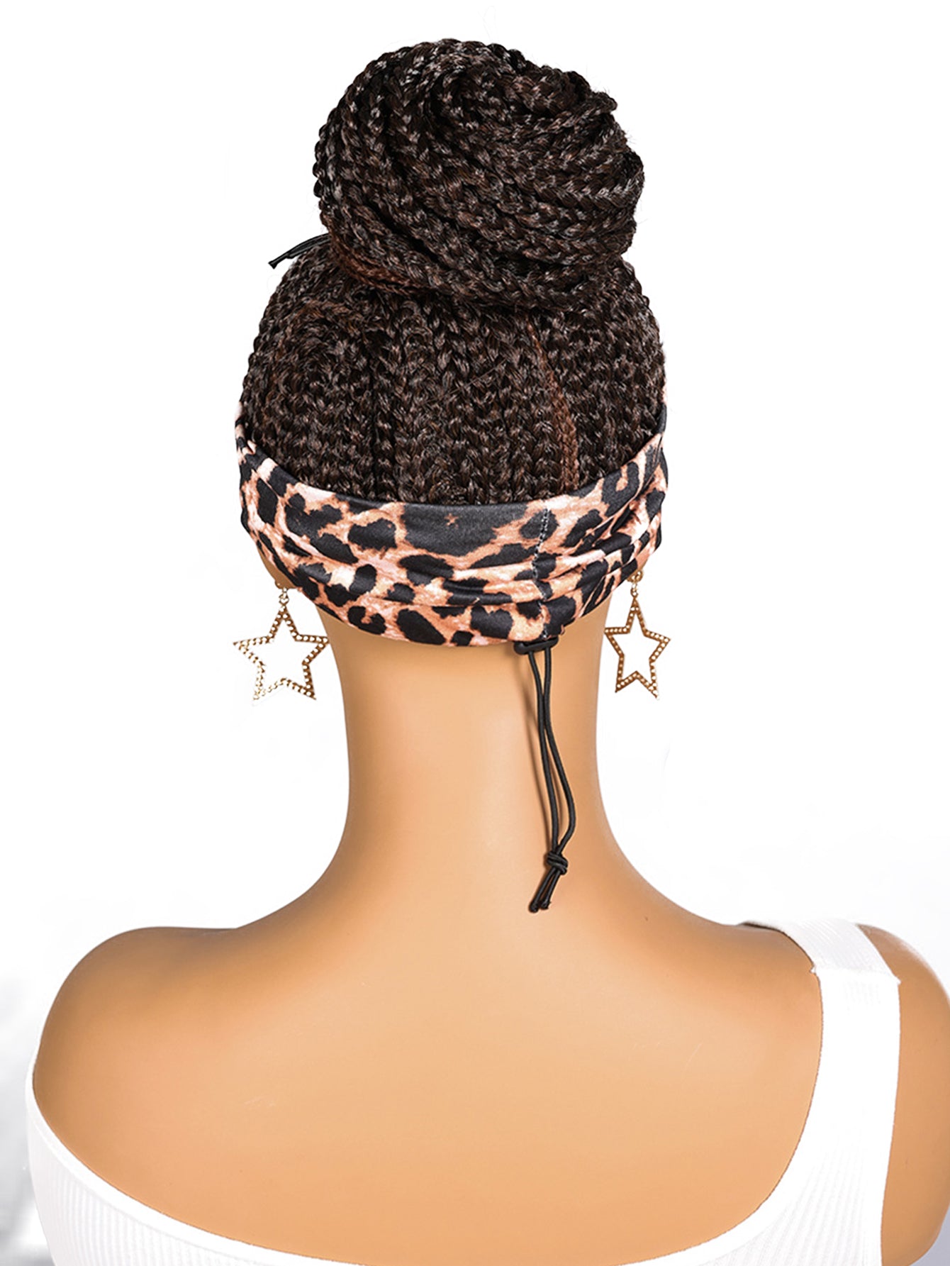 Women's Basic Woven Wig with Leopard Print Headband, 100% Normal Temperature Fiber, Straight Hair, Rose Net Cap, 130% Density, Synthetic Braided Wig Suitable for All Users