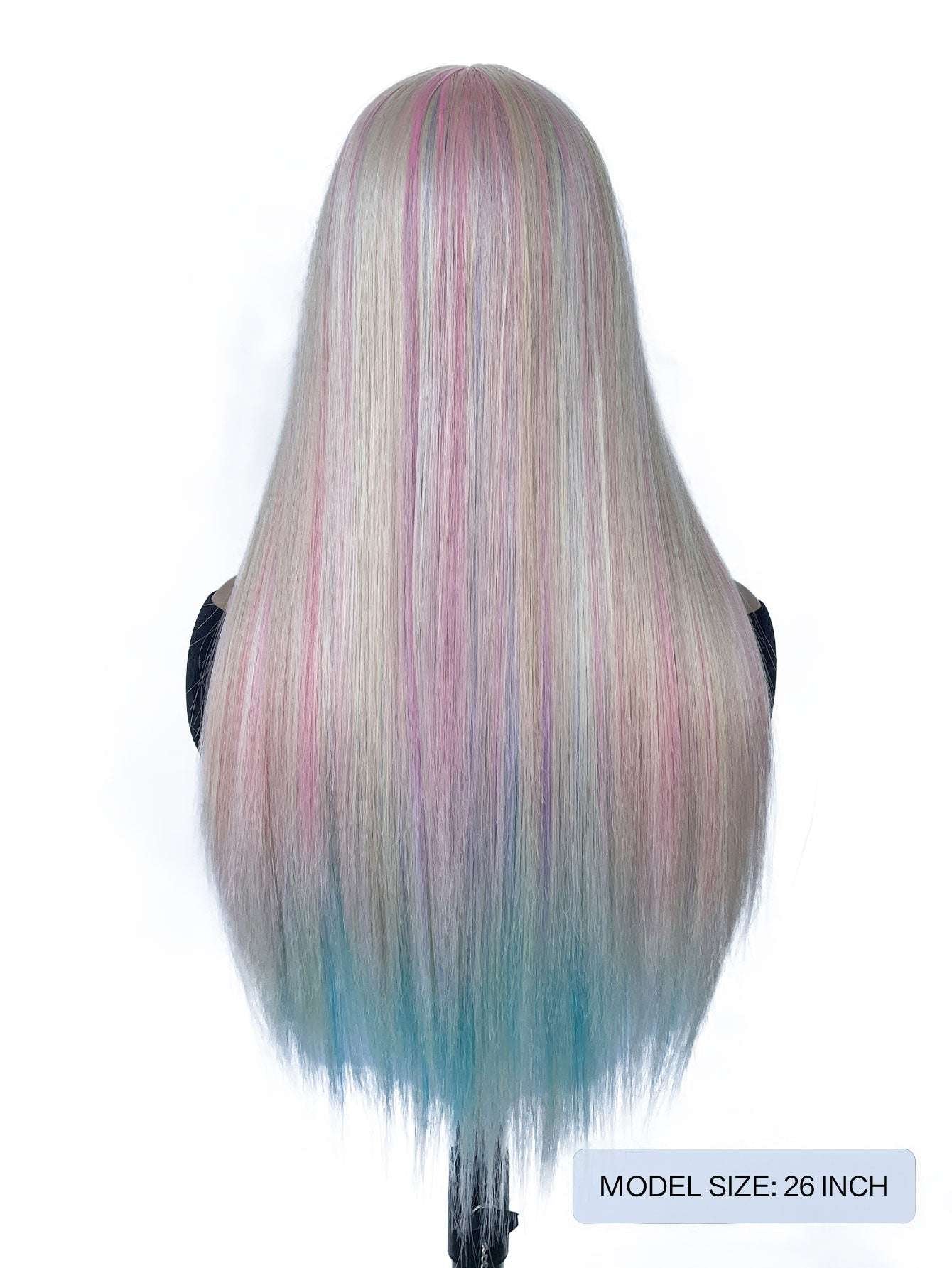 Rainbow Long Straight Wigs, Ladies Fashion Cosplay Costume Hair Anime Full Wavy Party Wig, Easy to Use Fine Workmanship