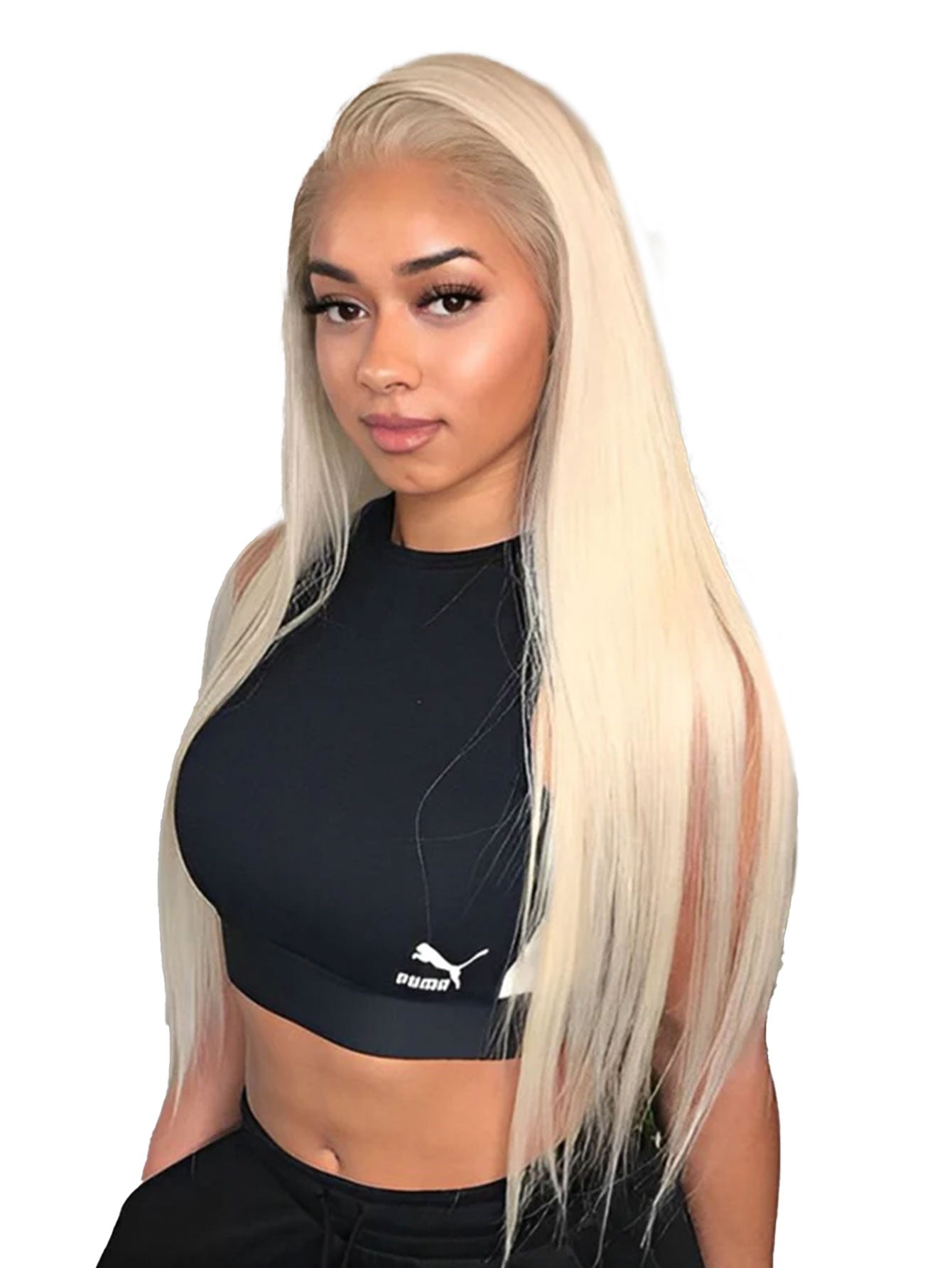 13*4*1T Partial Lace Wig 32-Inch Golden Long Straight Synthetic Wig Suitable For Daily Party And Festival Wear