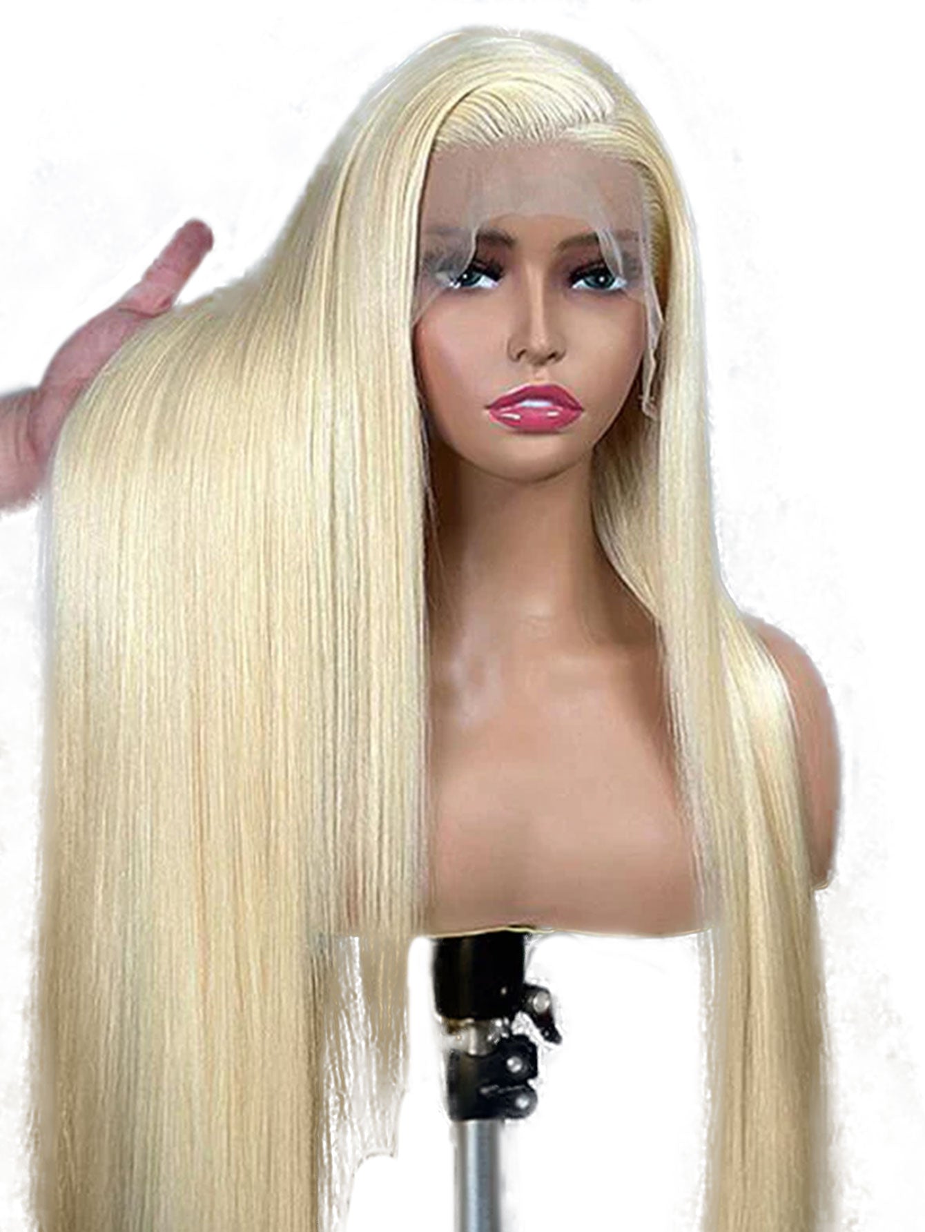 13*4*1T Partial Lace Wig 32-Inch Golden Long Straight Synthetic Wig Suitable For Daily Party And Festival Wear