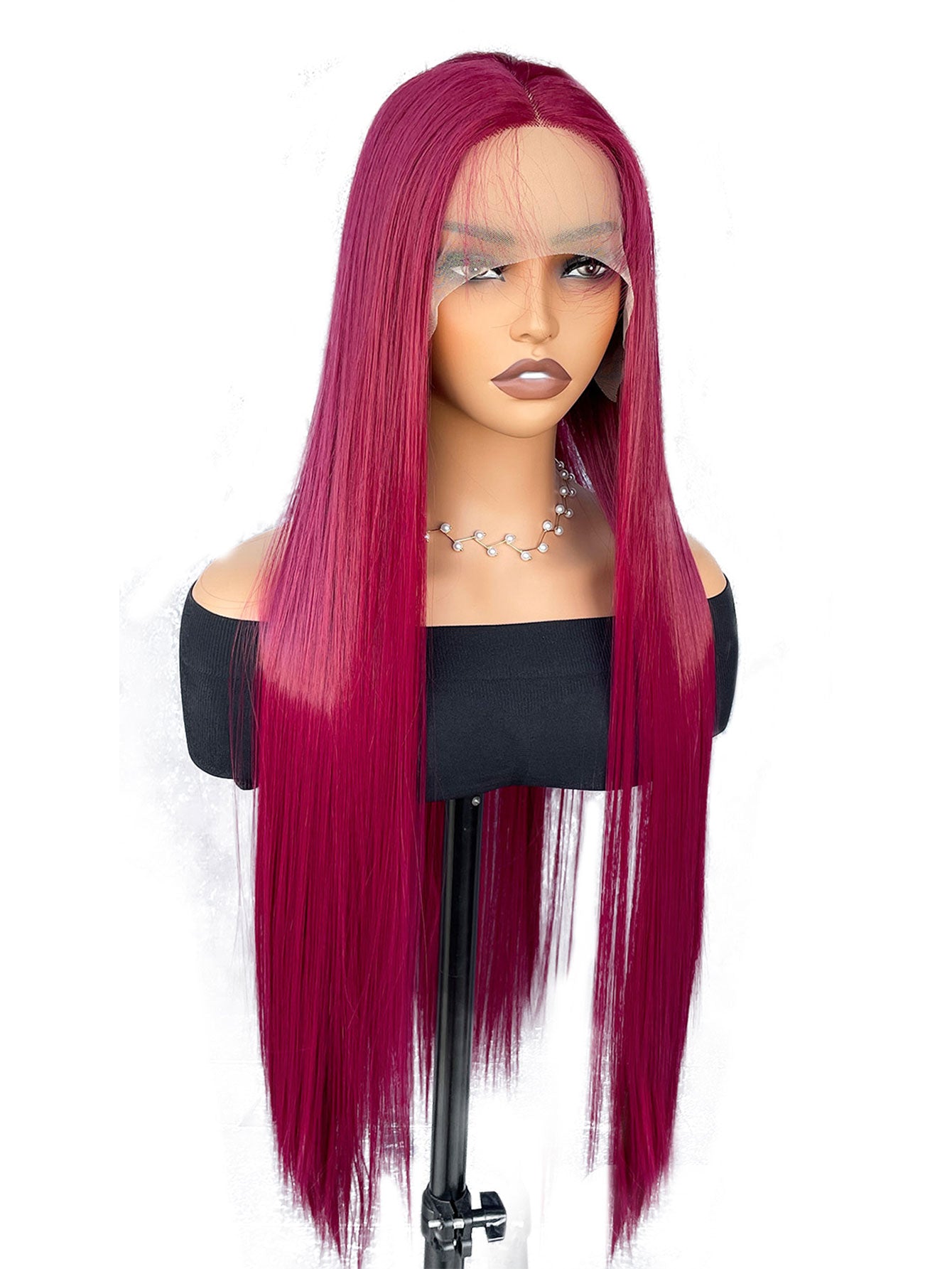 13*4*1 T-Part 99J Synthetic Lace Front Wig Super Long Straight Burgundy BUG Synthetic Wigs For Women Daily Wear 32 Inch