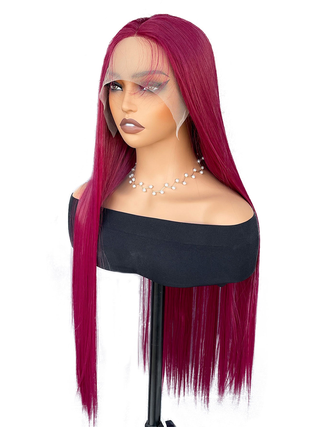 13*4*1 T-Part 99J Synthetic Lace Front Wig Super Long Straight Burgundy BUG Synthetic Wigs For Women Daily Wear 32 Inch