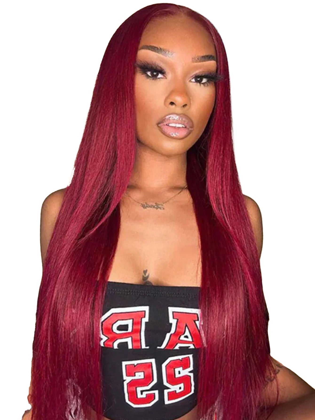 13*4*1 T-Part 99J Synthetic Lace Front Wig Super Long Straight Burgundy BUG Synthetic Wigs For Women Daily Wear 32 Inch