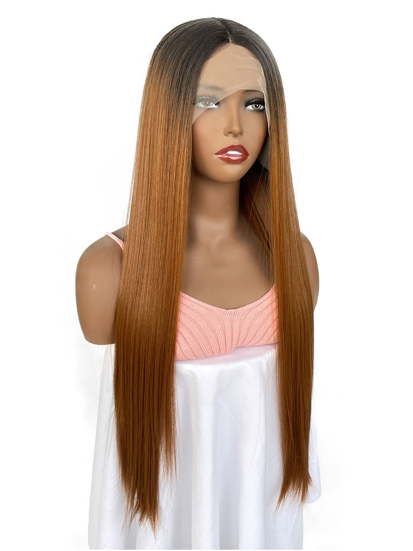 T30# Heat-Resistant Synthetic T-Part Wig 13*4*1 HD Lace Front Super Long Straight for Office/Daily