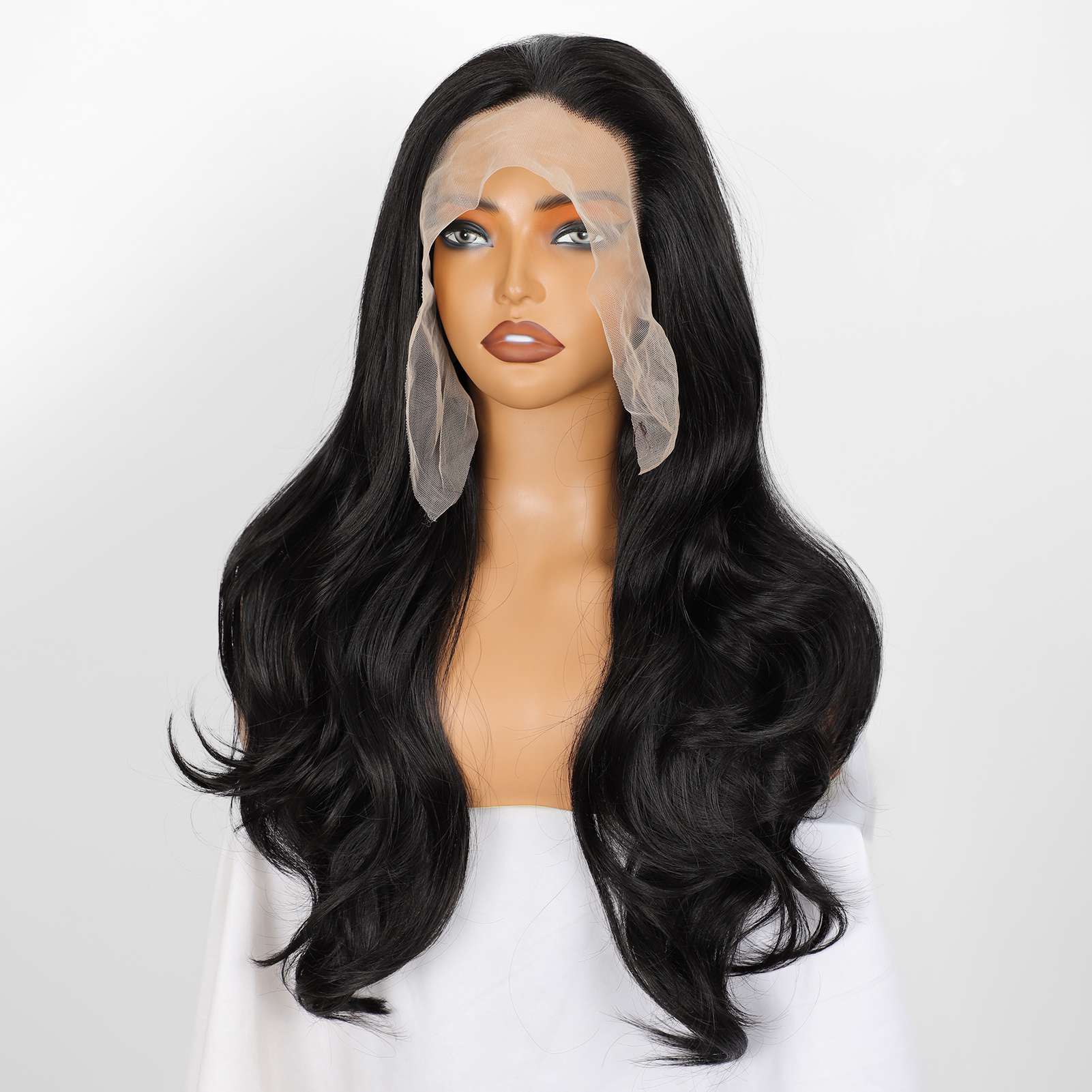 13*6 Fluffy, heat - resistant synthetic realistic hair HD Lace Front Super Long body wave strands multiple colors to choose from