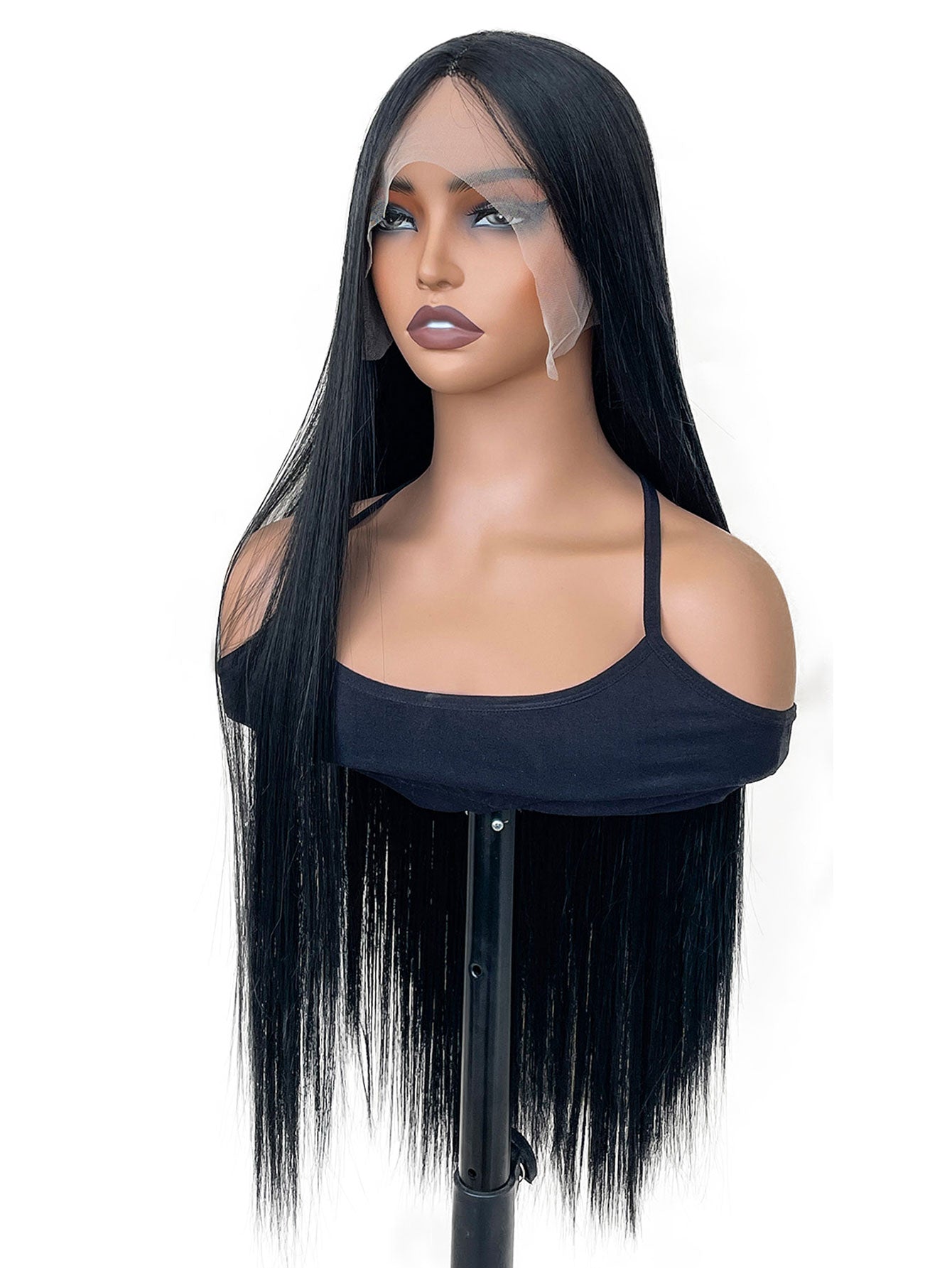 13*4*1 T-Part  1b# Synthetic Lace Front Wig Super Long Straight  Women Daily Wear