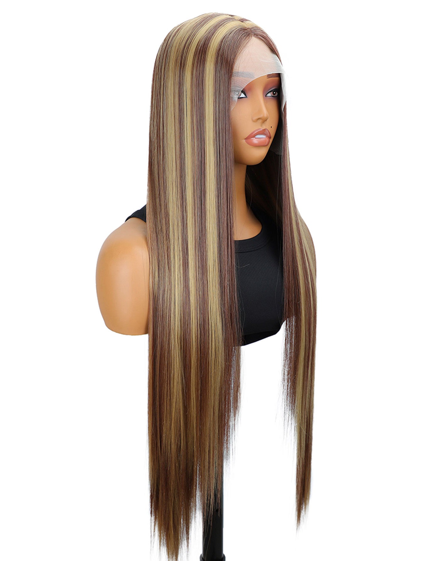 Beginner-Friendly 2633# 13*4*1 T-Synthetic Wig  30" Straight Yaki Texture Natural-Looking Everyday Wear