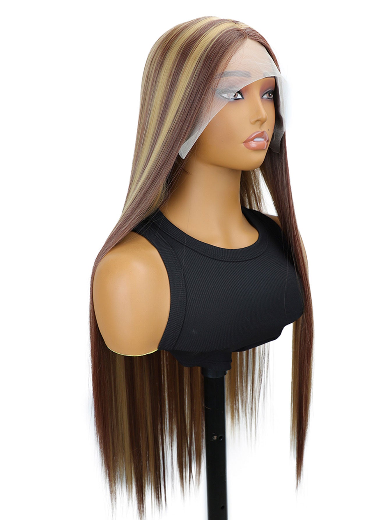 Beginner-Friendly 2633# 13*4*1 T-Synthetic Wig  30" Straight Yaki Texture Natural-Looking Everyday Wear