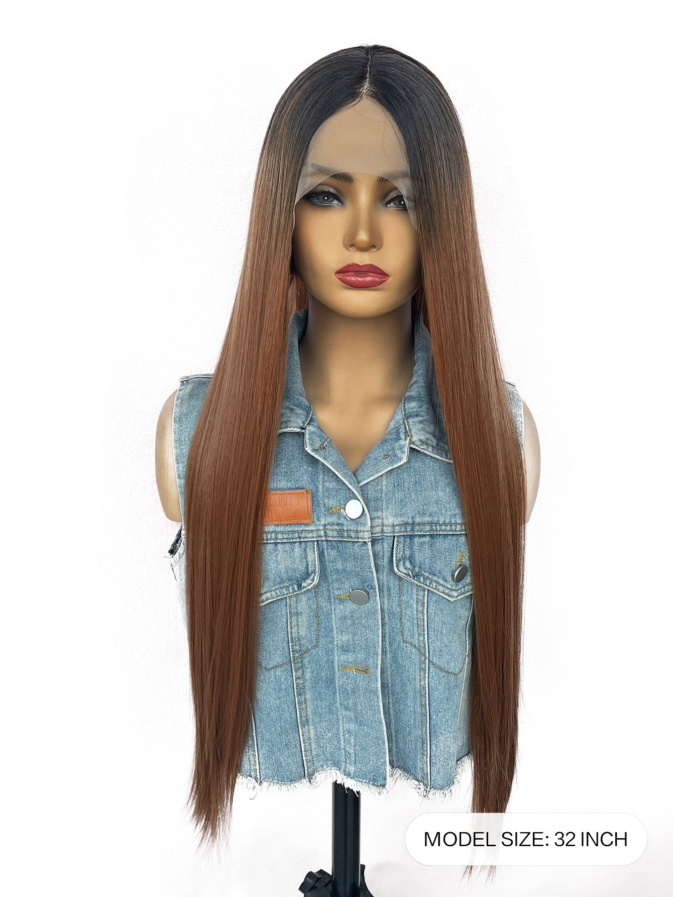 13x4x1  T-Part Synthetic Lace Wig - Long Straight Hair for Daily & Party Use