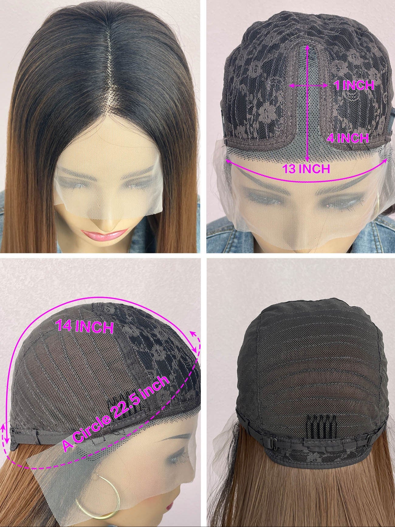 13x4x1  T-Part Synthetic Lace Wig - Long Straight Hair for Daily & Party Use