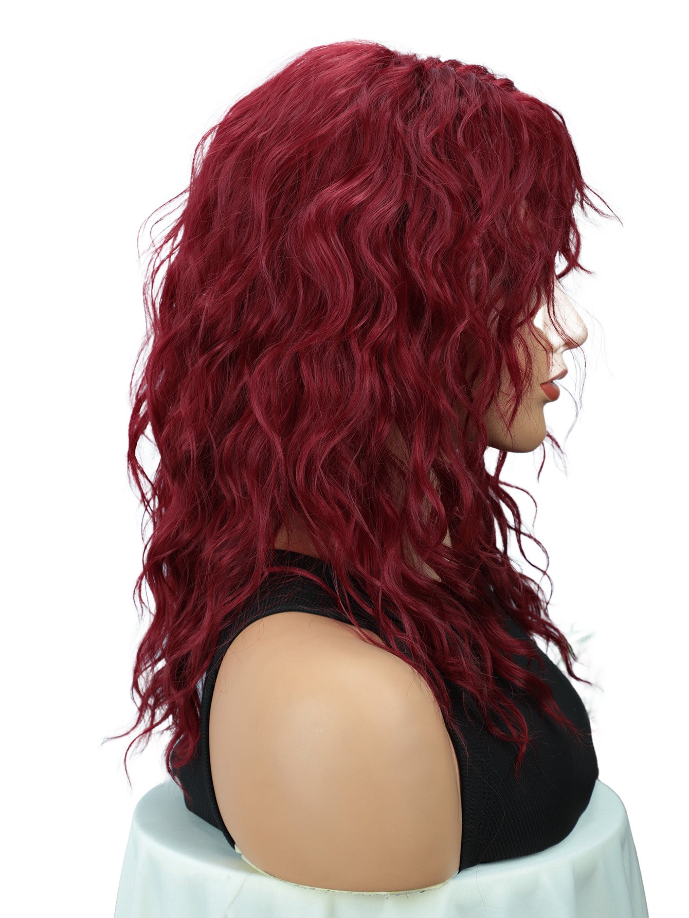 Charming 18 inch long wavy curly wig with bangs for women - great for Christmas, cosplay, Halloween and everyday fashion