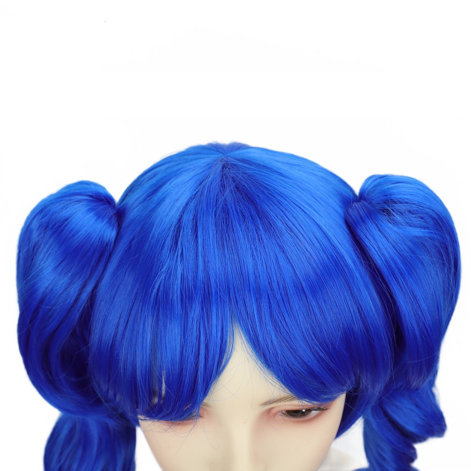 Chic Anime-Inspired Cosplay Wig for Women - Heat Resistant, Curly Ponytail with Bangs in Pink, Black, Blue, Blonde, Brown, Red | Perfect for Halloween & Costume Parties, Colorful, Double Clip, Daily Wear