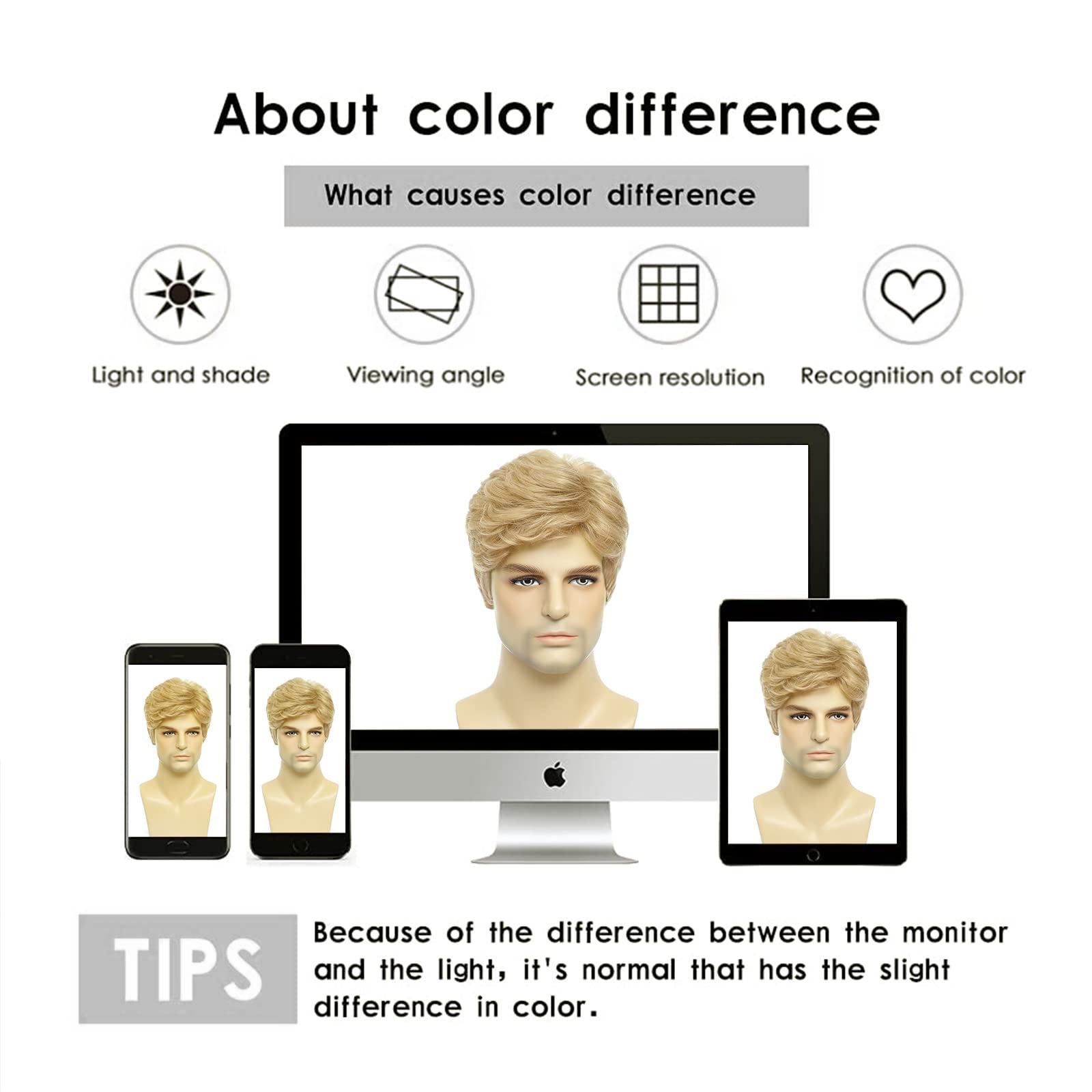 Realistic Men's Wig – Heat-Resistant Synthetic Fiber, Dyeable & Styleable